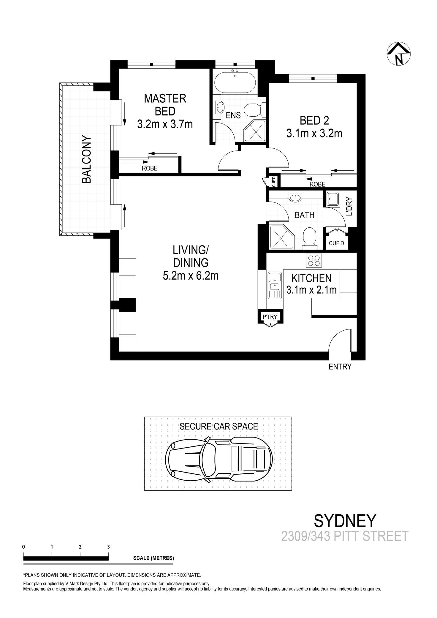 Floorplan of Homely apartment listing, 2309/343-357 Pitt Street, Sydney NSW 2000