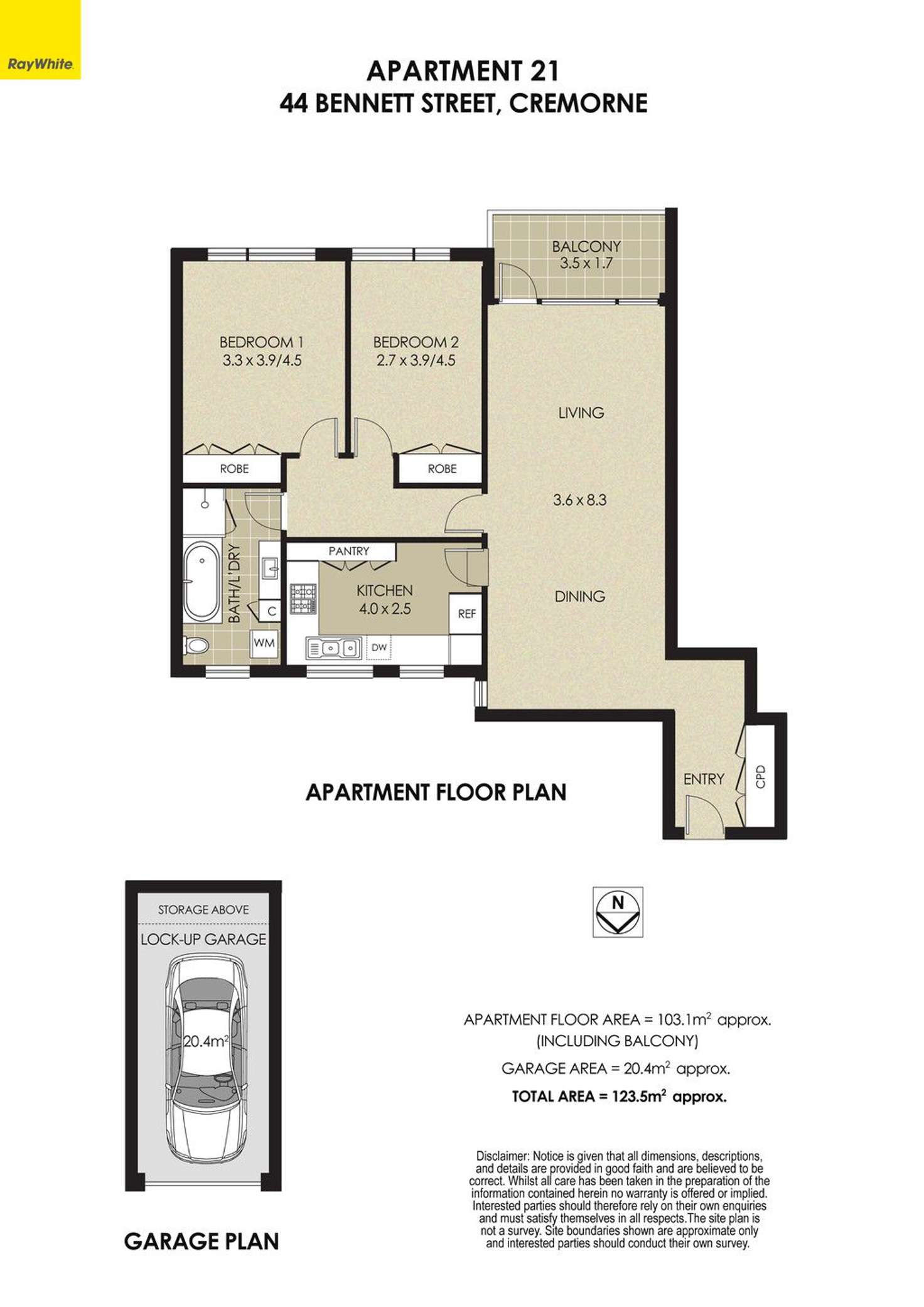 Floorplan of Homely apartment listing, 21/44 Bennett Street, Cremorne NSW 2090