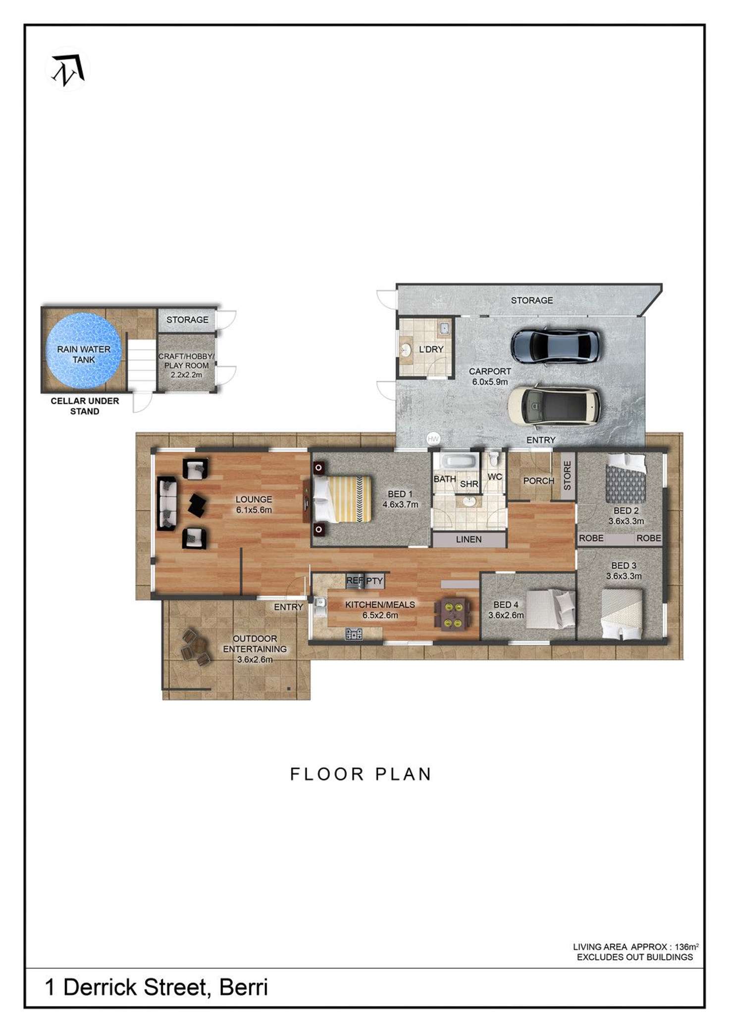 Floorplan of Homely house listing, 1 Derrick Street, Berri SA 5343