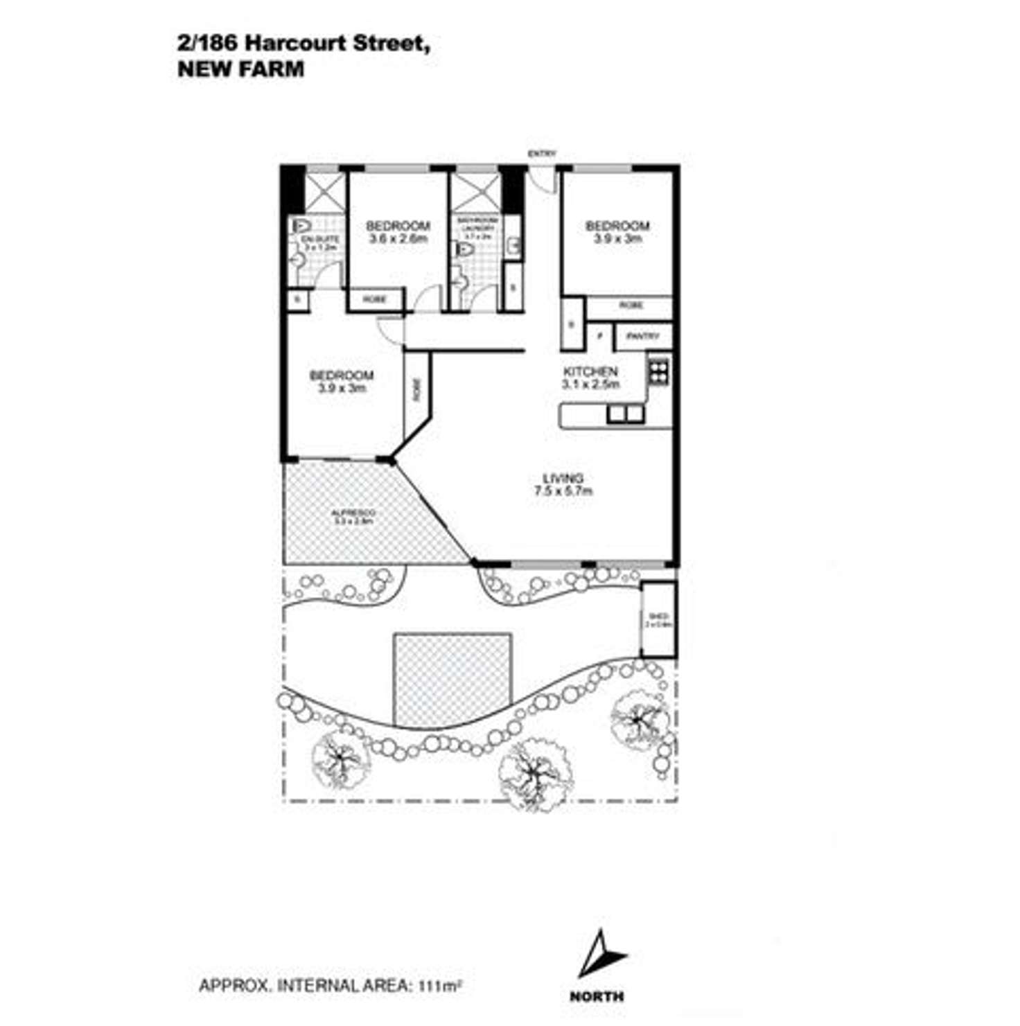 Floorplan of Homely apartment listing, 2/186 Harcourt Street, New Farm QLD 4005