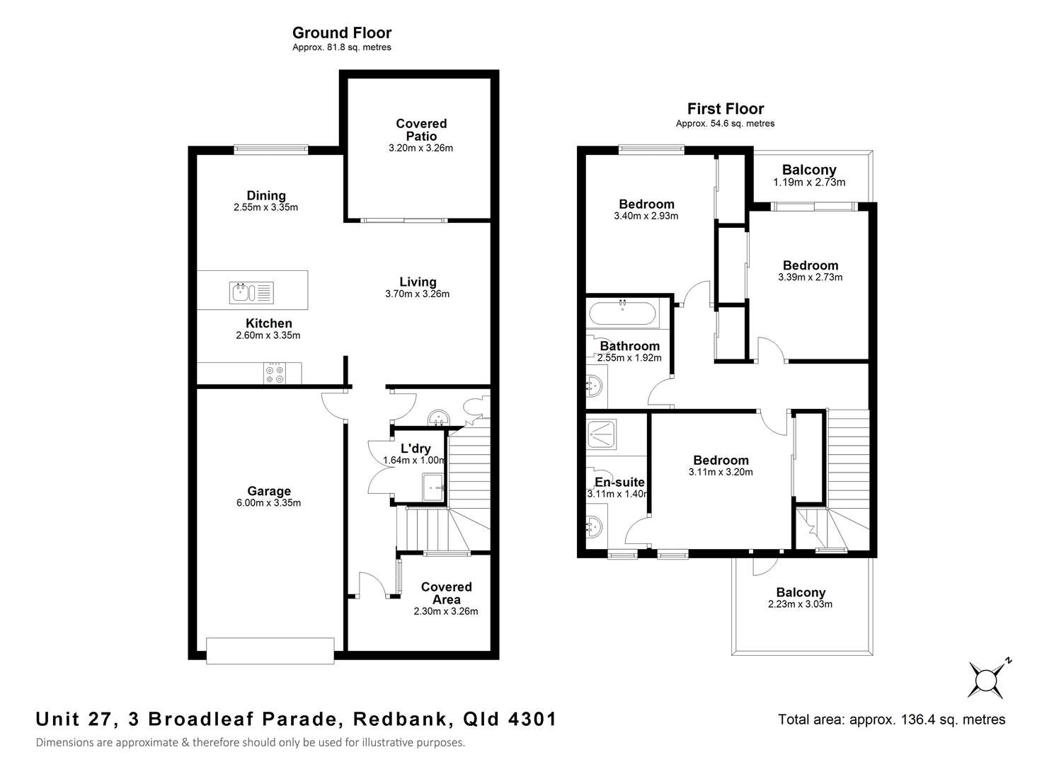 Floorplan of Homely townhouse listing, 27/3 Broadleaf Parade, Redbank QLD 4301