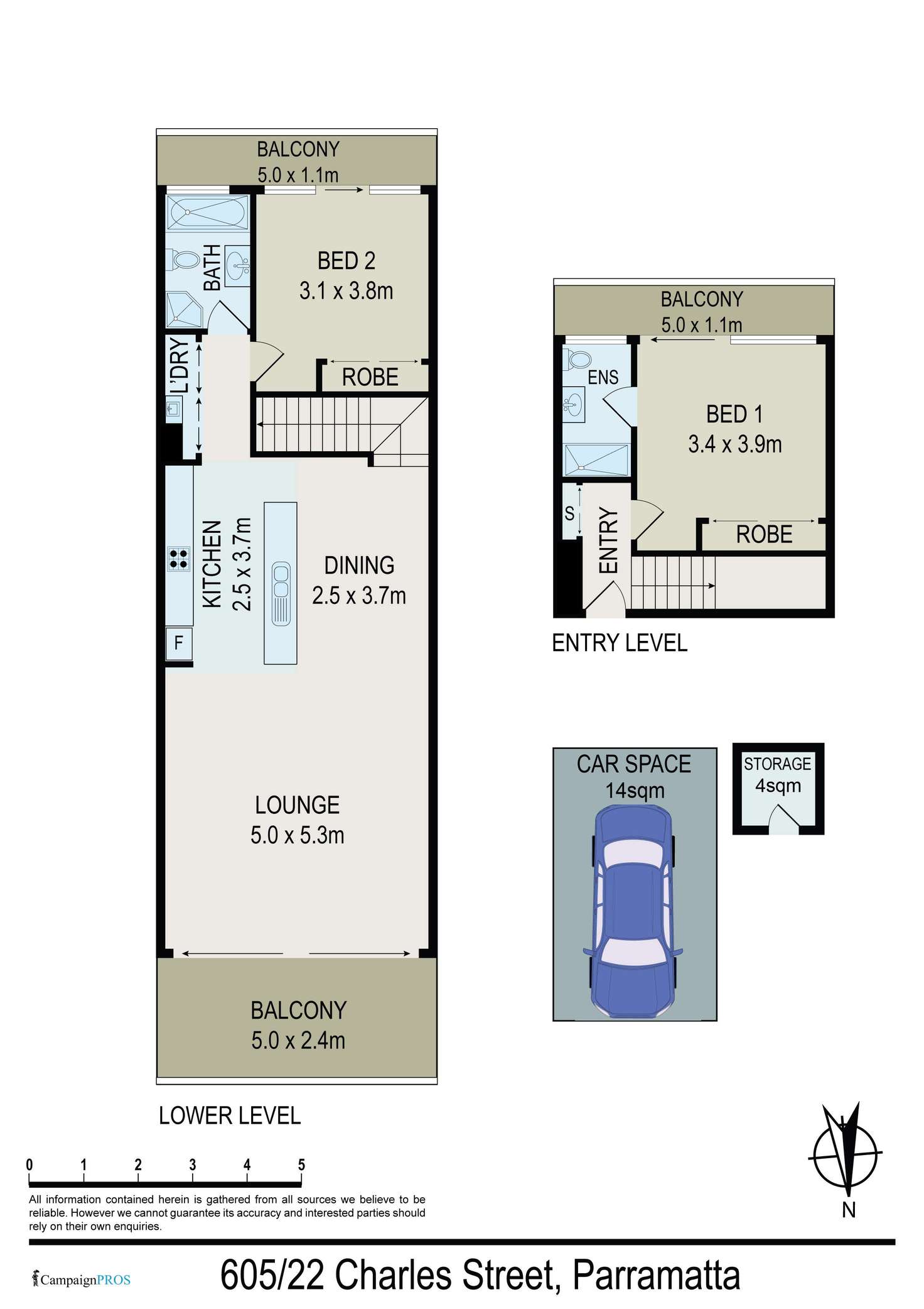 Floorplan of Homely unit listing, 605/22 Charles Street, Parramatta NSW 2150