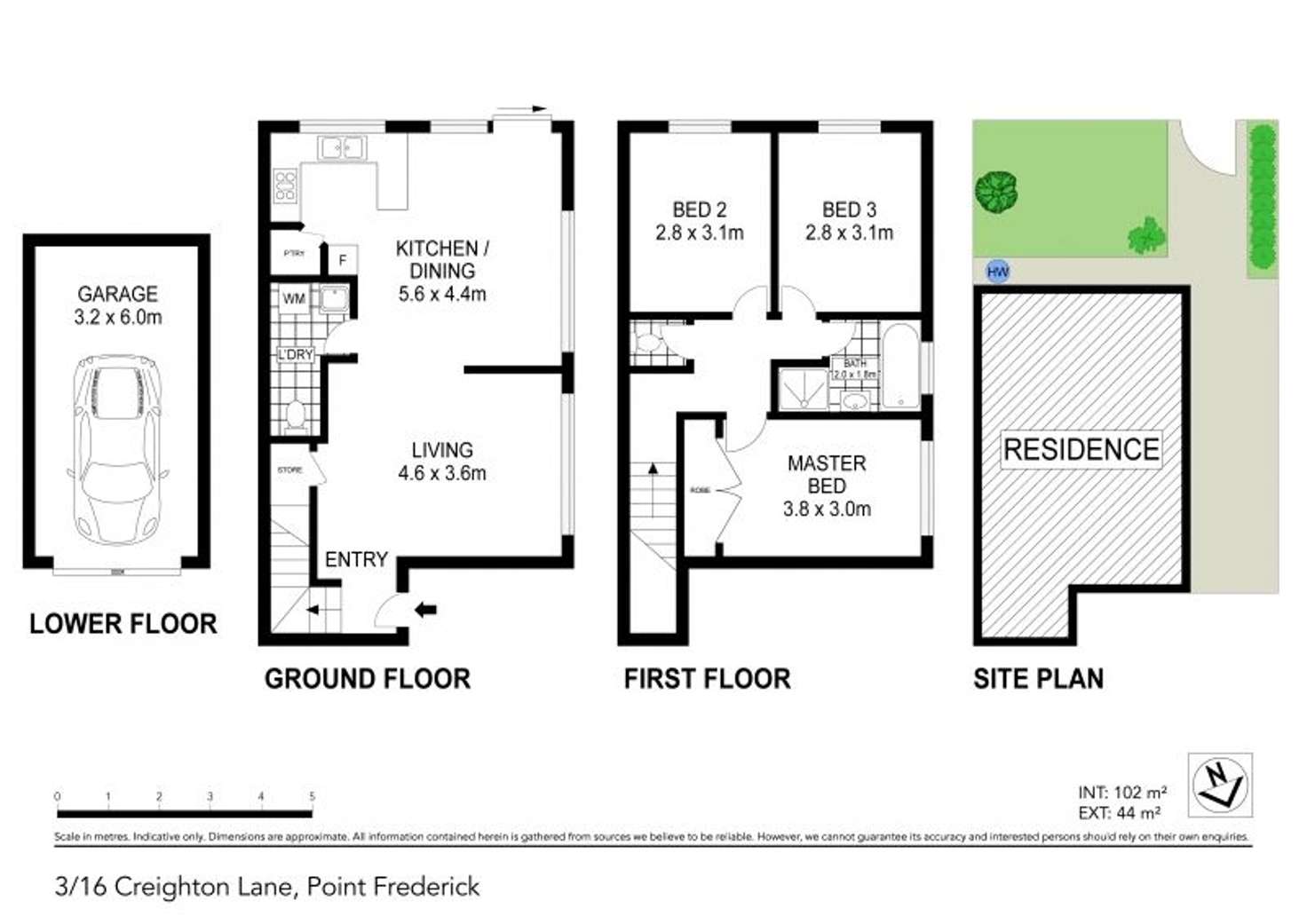 Floorplan of Homely townhouse listing, 3/16 Creighton Lane, Point Frederick NSW 2250