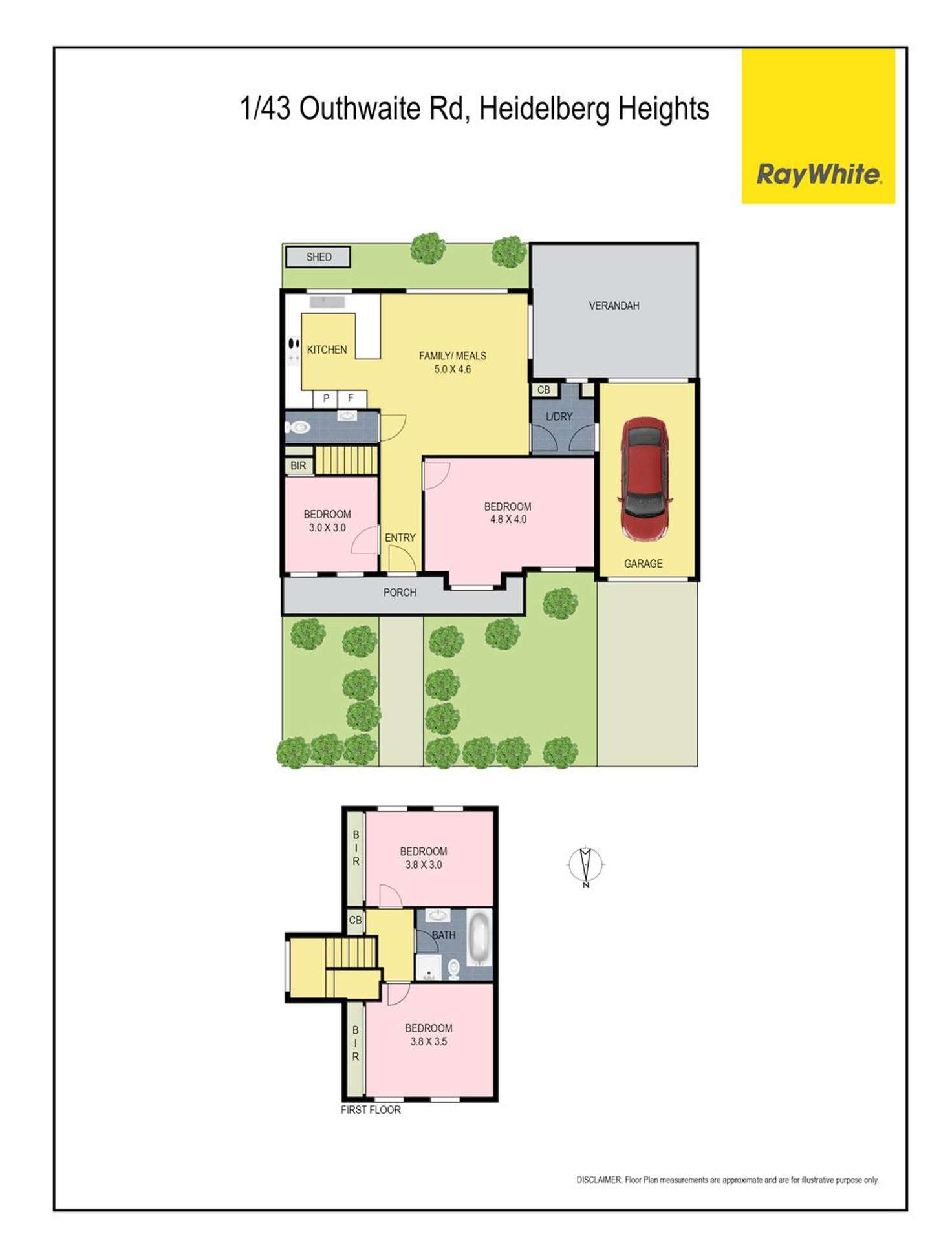 Floorplan of Homely townhouse listing, 1/43 Outhwaite Road, Heidelberg Heights VIC 3081