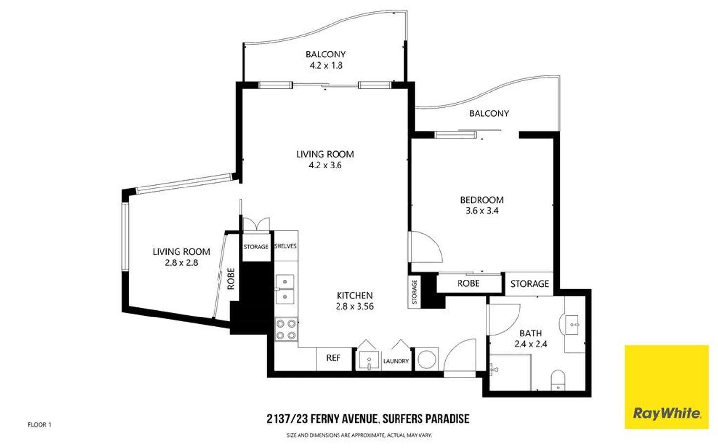 Floorplan of Homely apartment listing, 2137/23 Ferny Avenue, Surfers Paradise QLD 4217