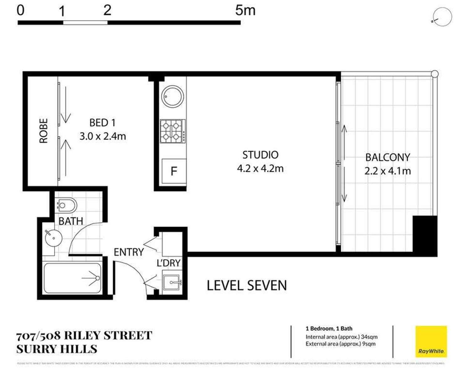 Floorplan of Homely apartment listing, 707/508 Riley Street, Surry Hills NSW 2010
