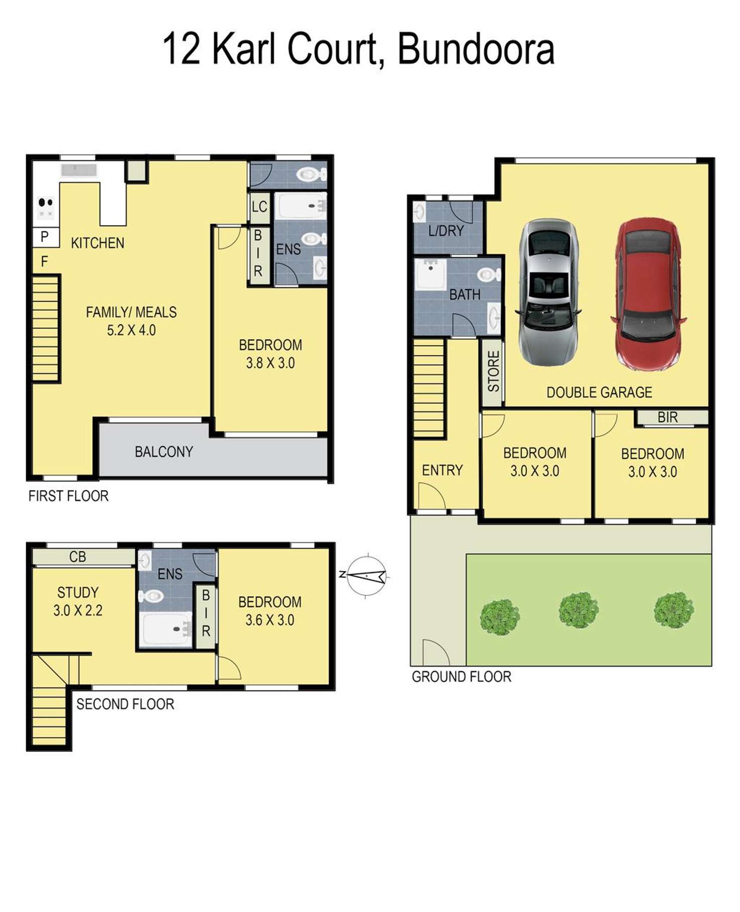 Floorplan of Homely townhouse listing, 12 Karl Court, Bundoora VIC 3083