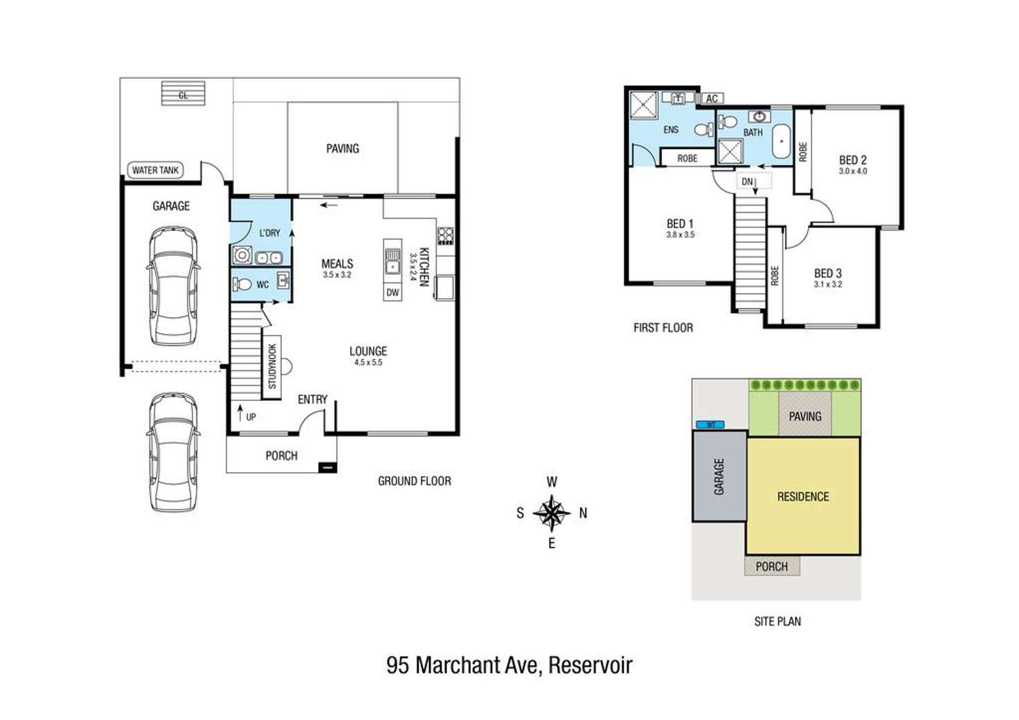 Floorplan of Homely townhouse listing, 93 Marchant Avenue, Reservoir VIC 3073