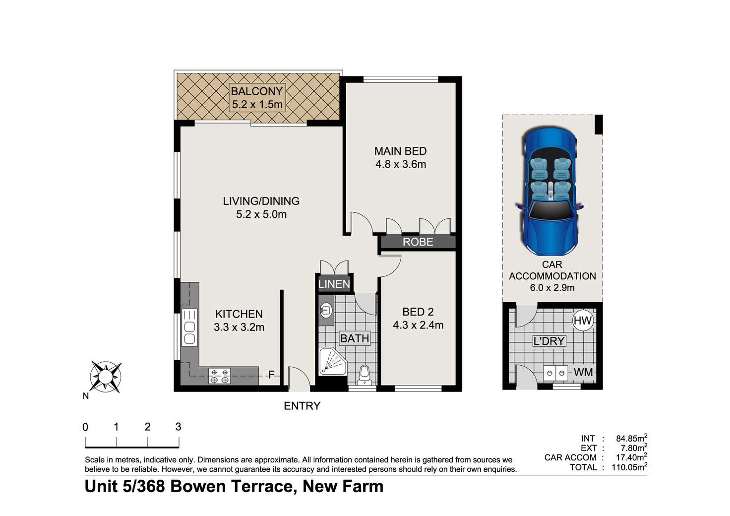 Floorplan of Homely unit listing, 5/368 Bowen Terrace, New Farm QLD 4005