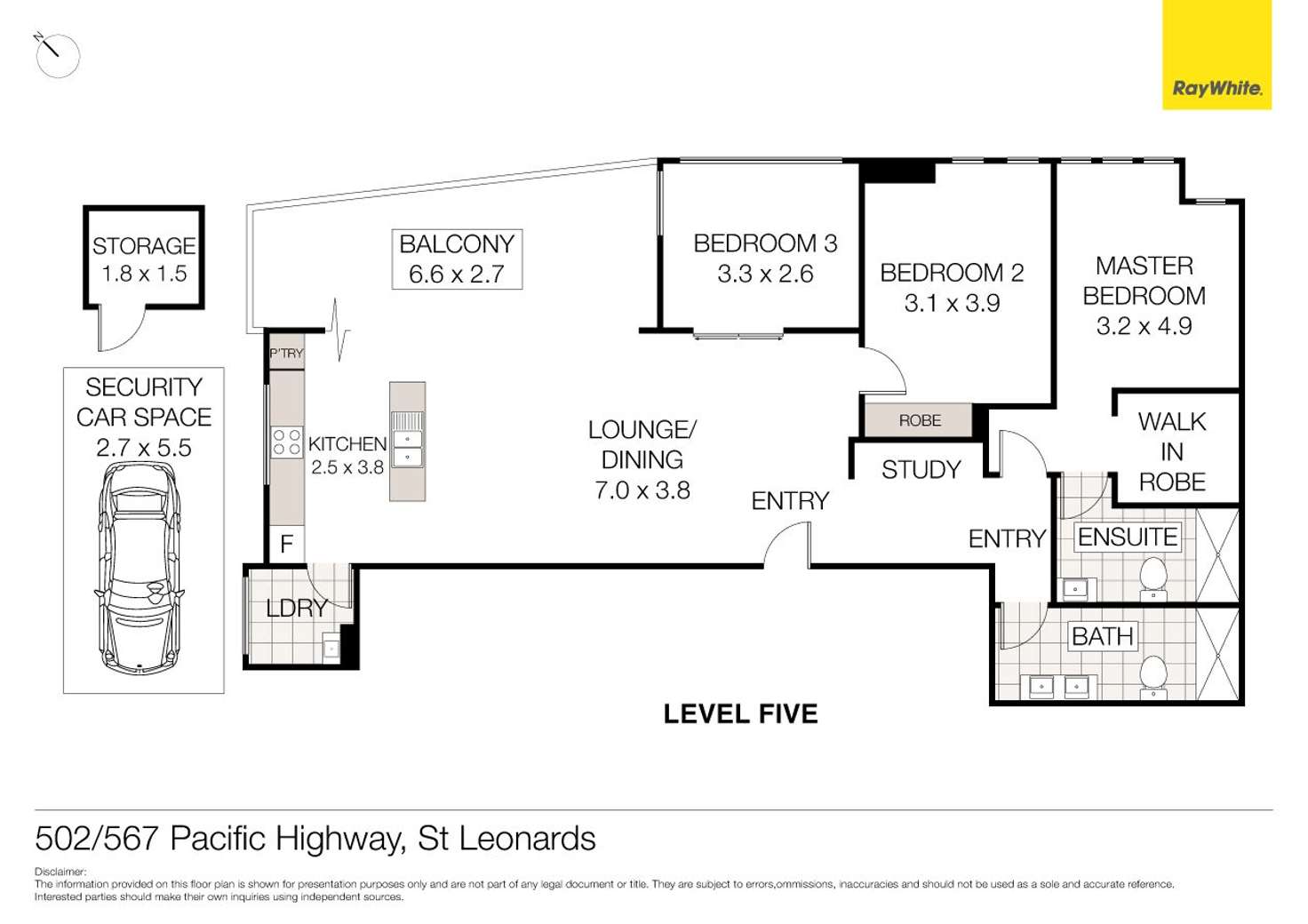 Floorplan of Homely unit listing, 502/567 Pacific Highway (rear of the block), St Leonards NSW 2065