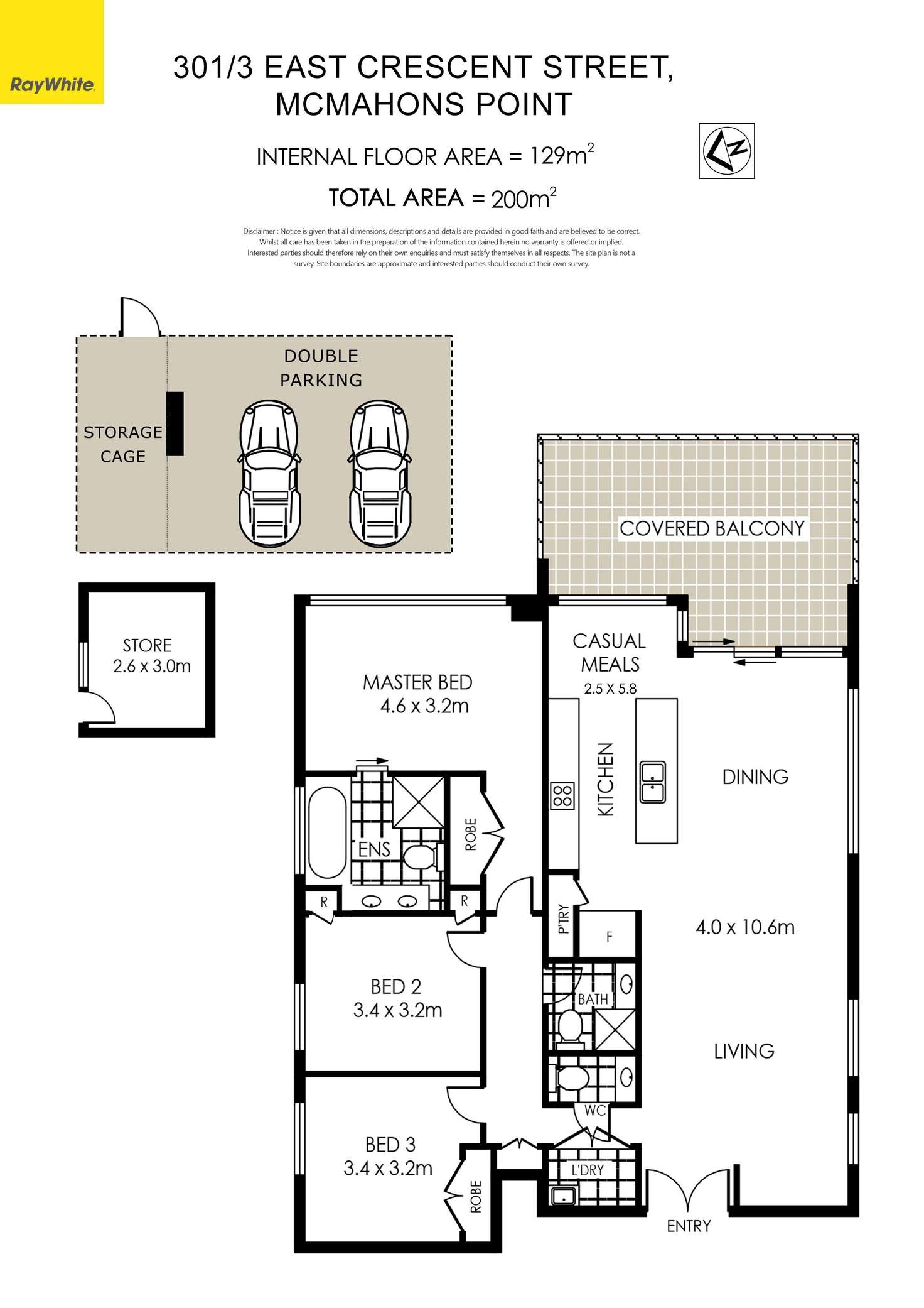 Floorplan of Homely apartment listing, 301/3 East Crescent Street, Mcmahons Point NSW 2060