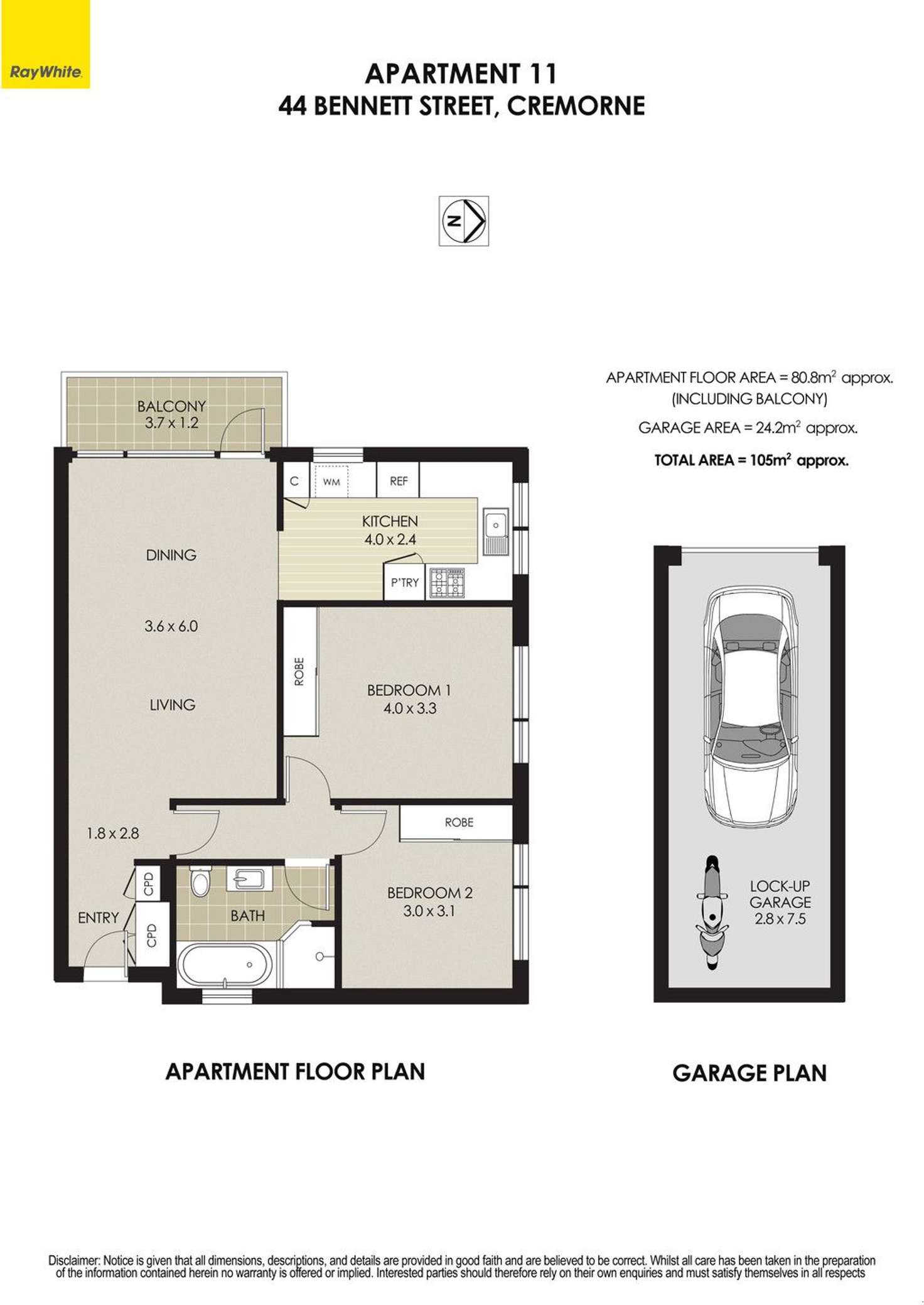 Floorplan of Homely apartment listing, 11/44 Bennett Street, Cremorne NSW 2090