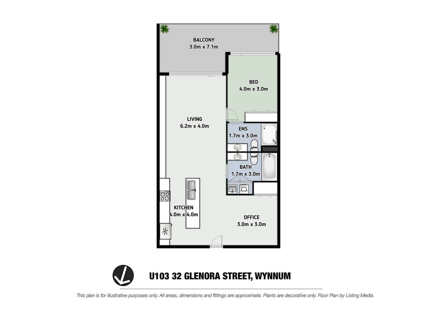 Floorplan of Homely apartment listing, 103/32 Glenora Street, Wynnum QLD 4178