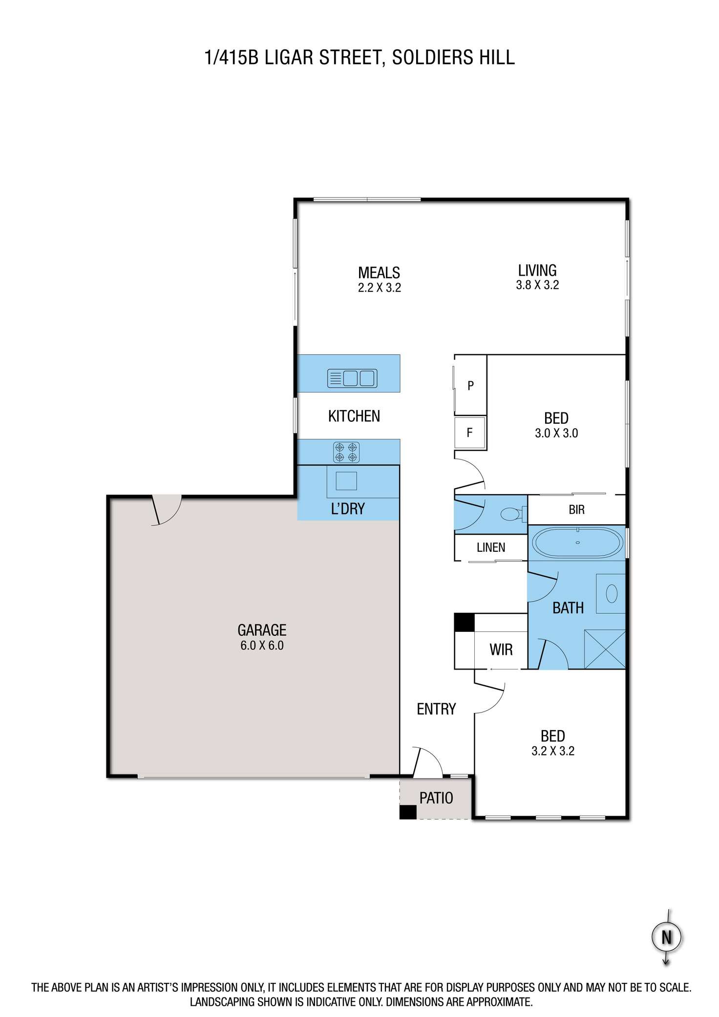 Floorplan of Homely townhouse listing, 1/415b Ligar Street, Soldiers Hill VIC 3350