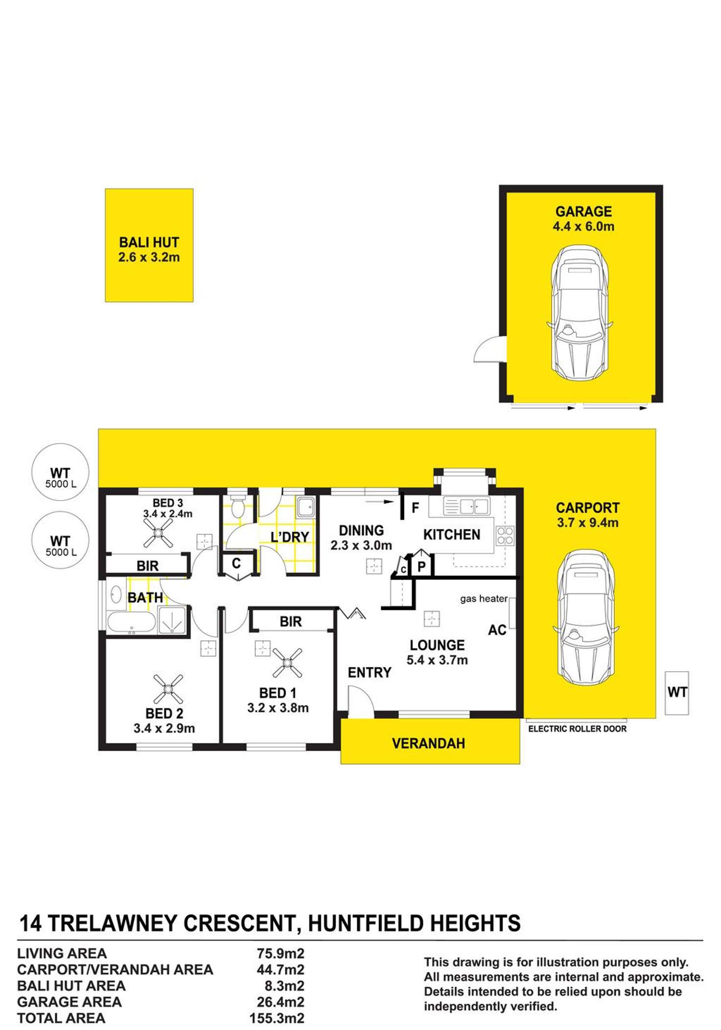 Floorplan of Homely house listing, 14 Trelawney Crescent, Huntfield Heights SA 5163