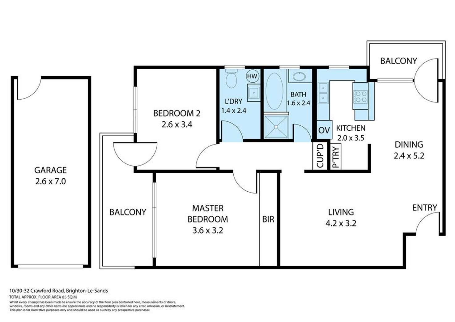 Floorplan of Homely apartment listing, 10/30-32 Crawford Road, Brighton-le-sands NSW 2216