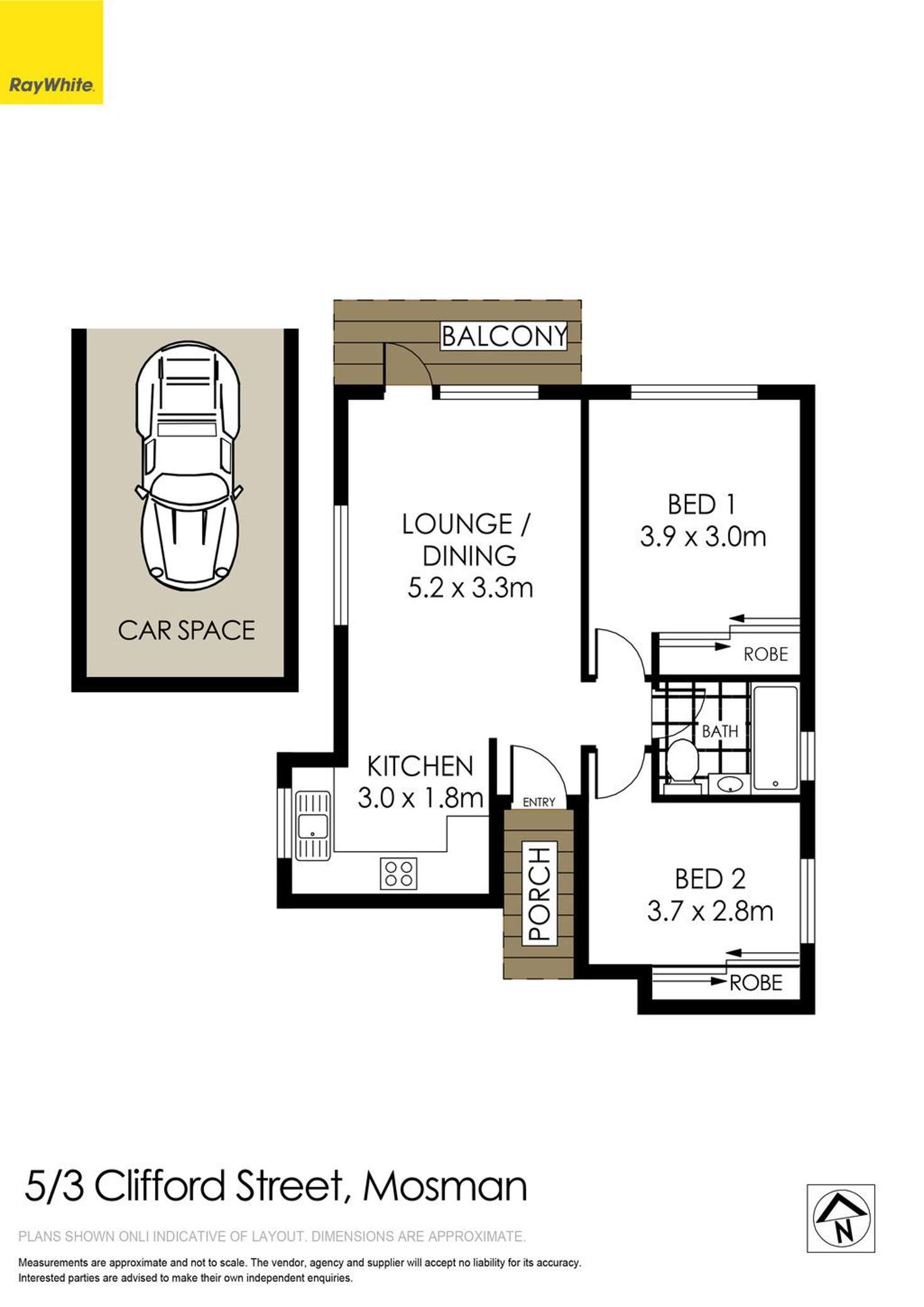 Floorplan of Homely apartment listing, 5/3 Clifford Street, Mosman NSW 2088