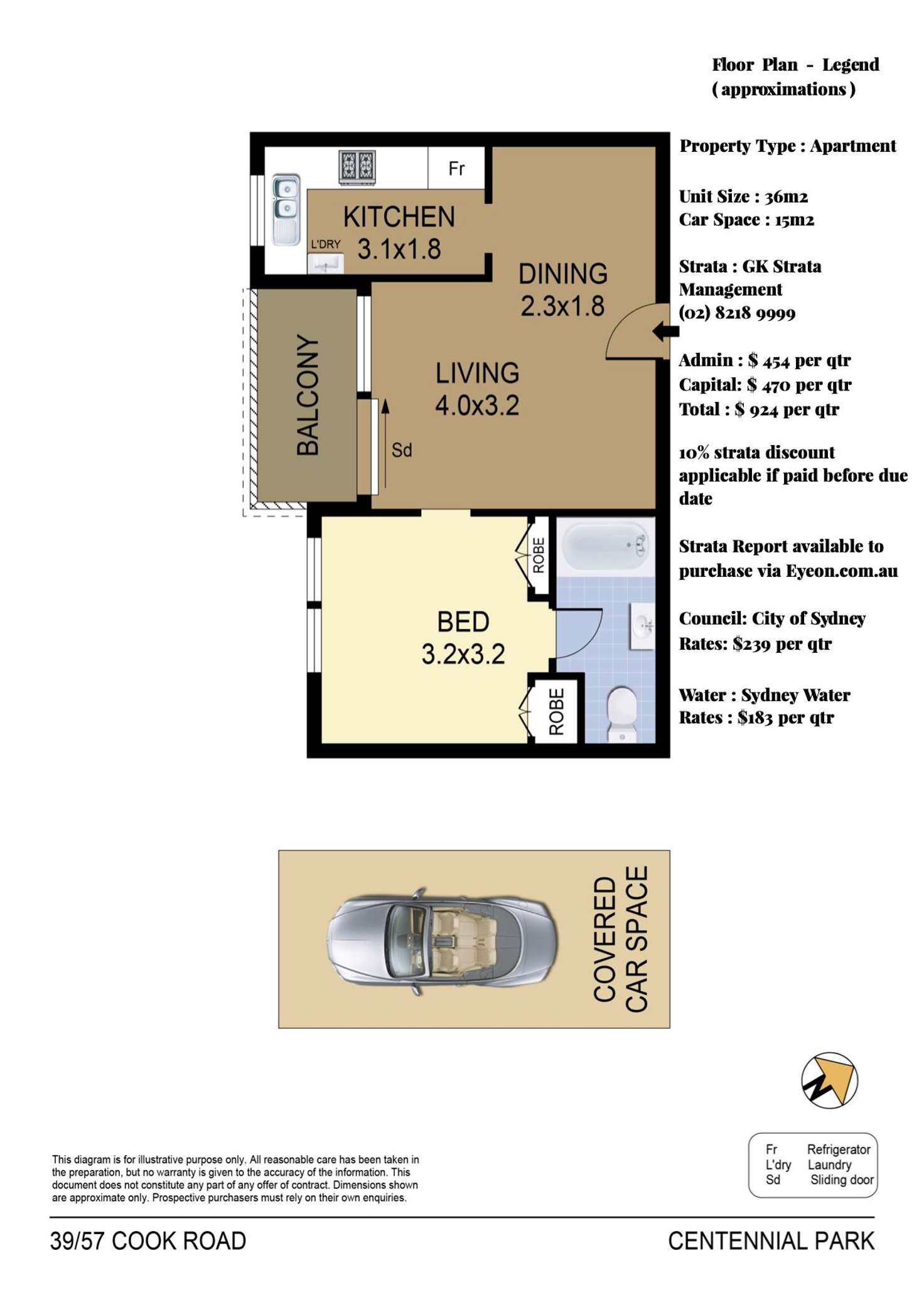 Floorplan of Homely apartment listing, 39/57-67 Cook Road, Centennial Park NSW 2021