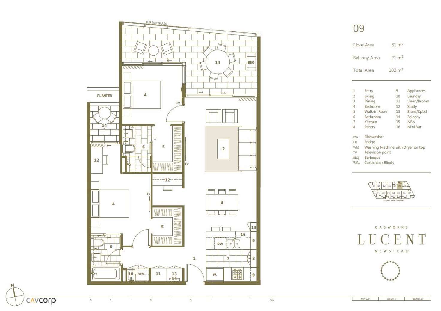 Floorplan of Homely apartment listing, 509/18 Longland Street, Newstead QLD 4006