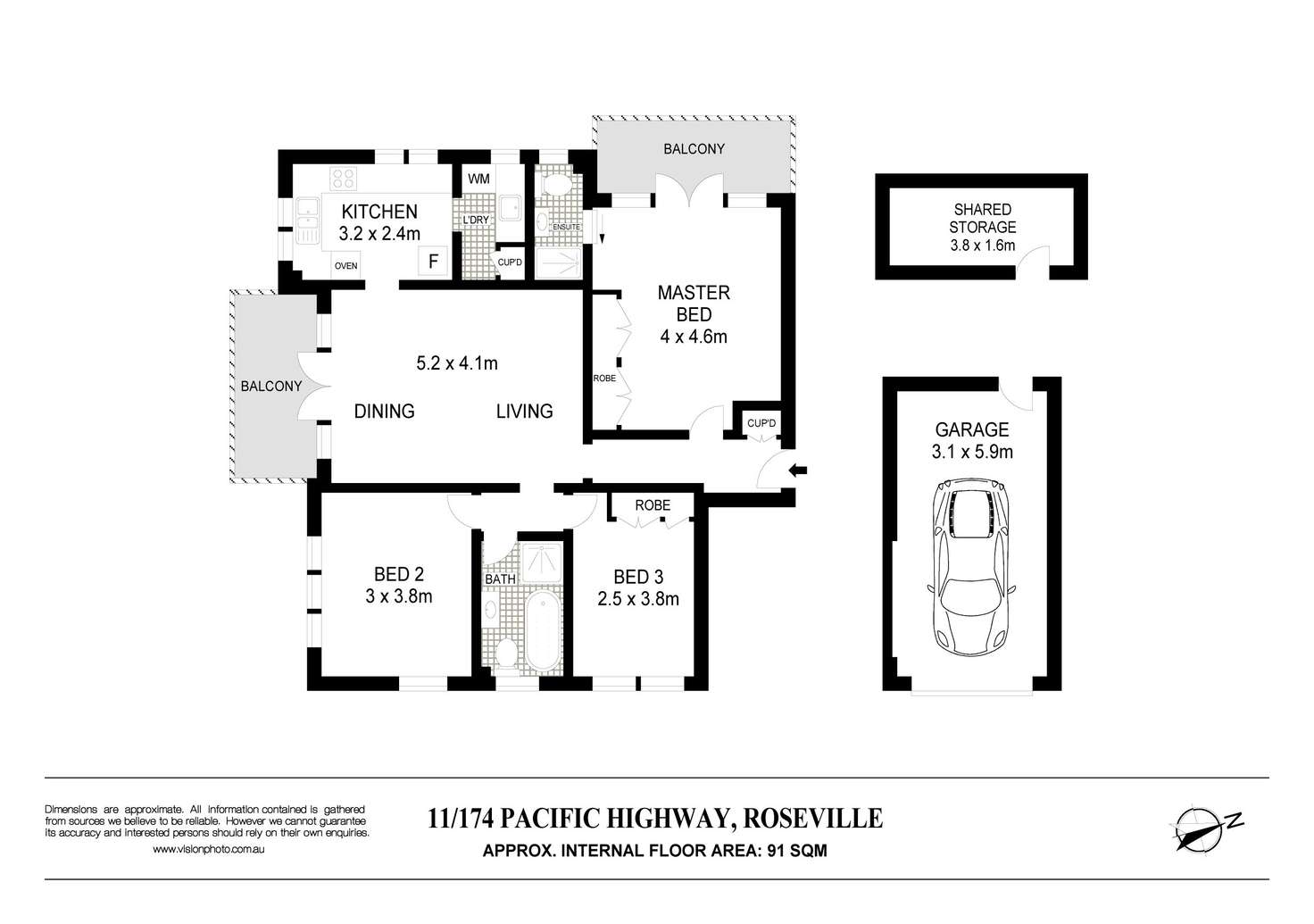 Floorplan of Homely unit listing, 11/174 Pacific Highway, Roseville NSW 2069