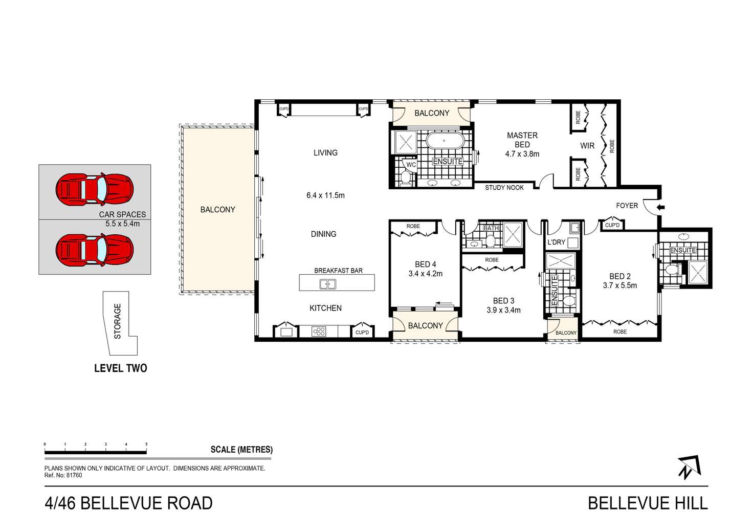 Floorplan of Homely apartment listing, 4/46 Bellevue Road, Bellevue Hill NSW 2023