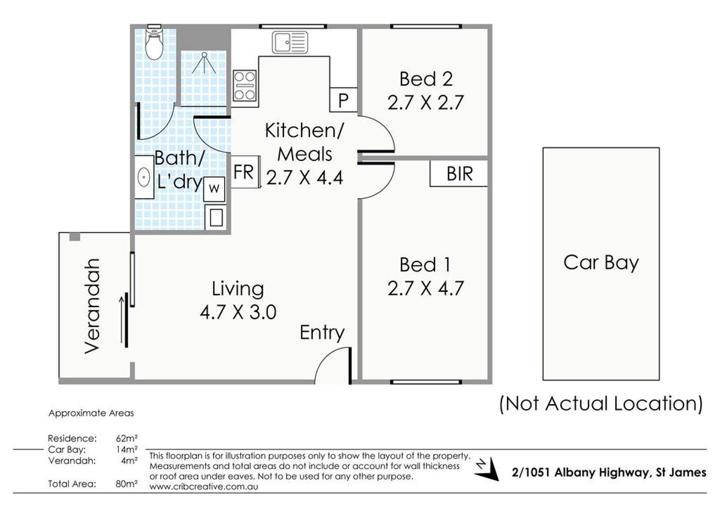 Floorplan of Homely unit listing, 2/1051 Albany Highway, St James WA 6102