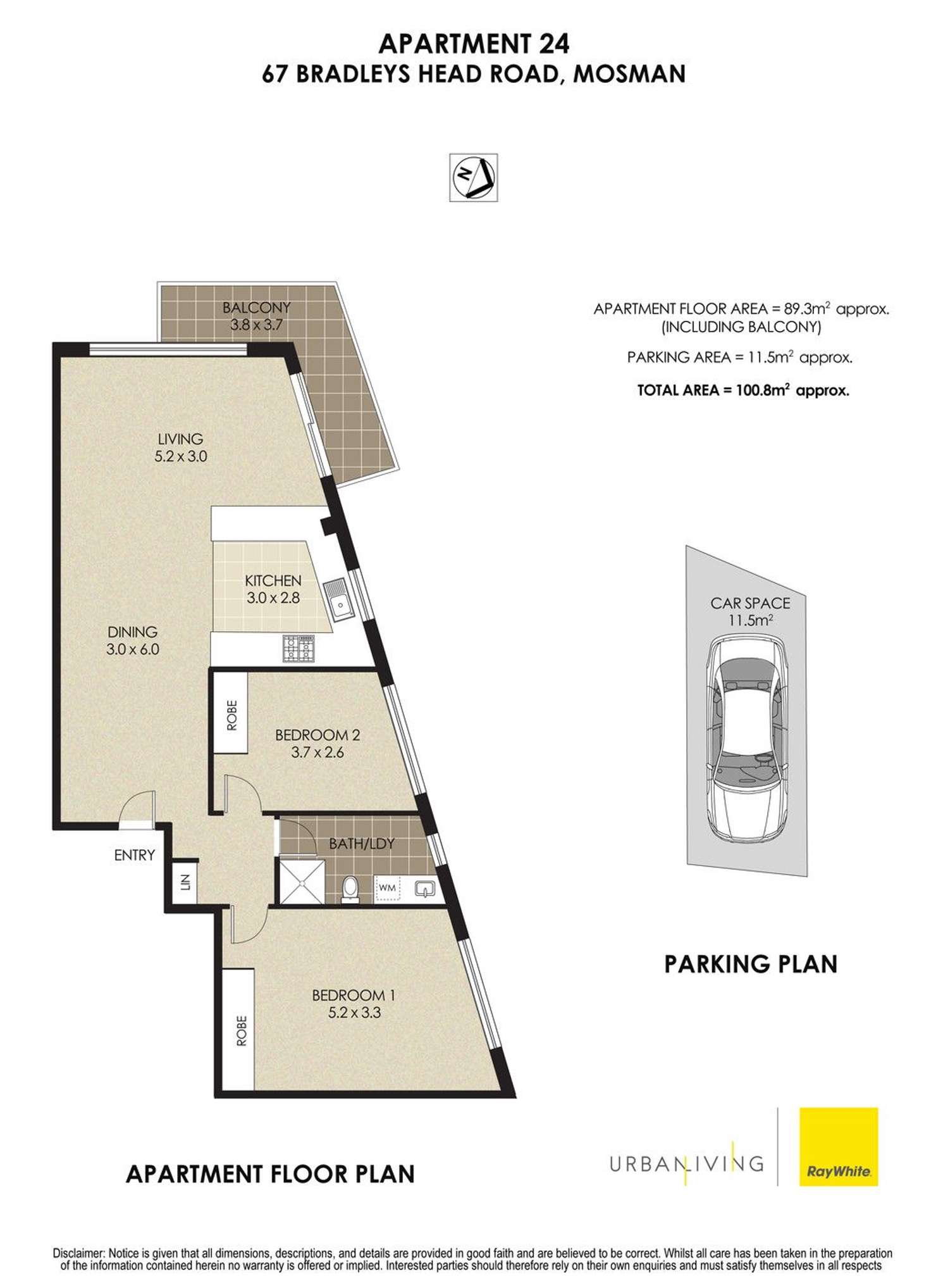 Floorplan of Homely apartment listing, 24/67 Bradleys Head Road, Mosman NSW 2088