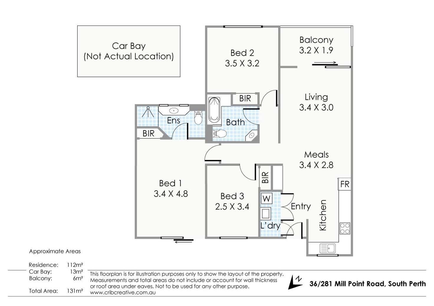 Floorplan of Homely apartment listing, 36/281 Mill Point Road, South Perth WA 6151