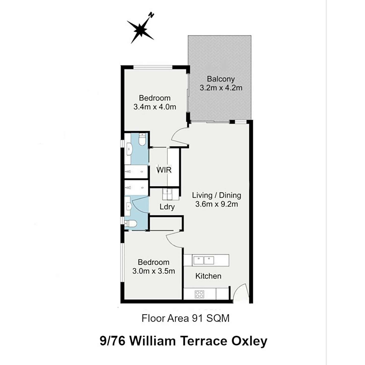 Floorplan of Homely apartment listing, 9/76 William Terrace, Oxley QLD 4075