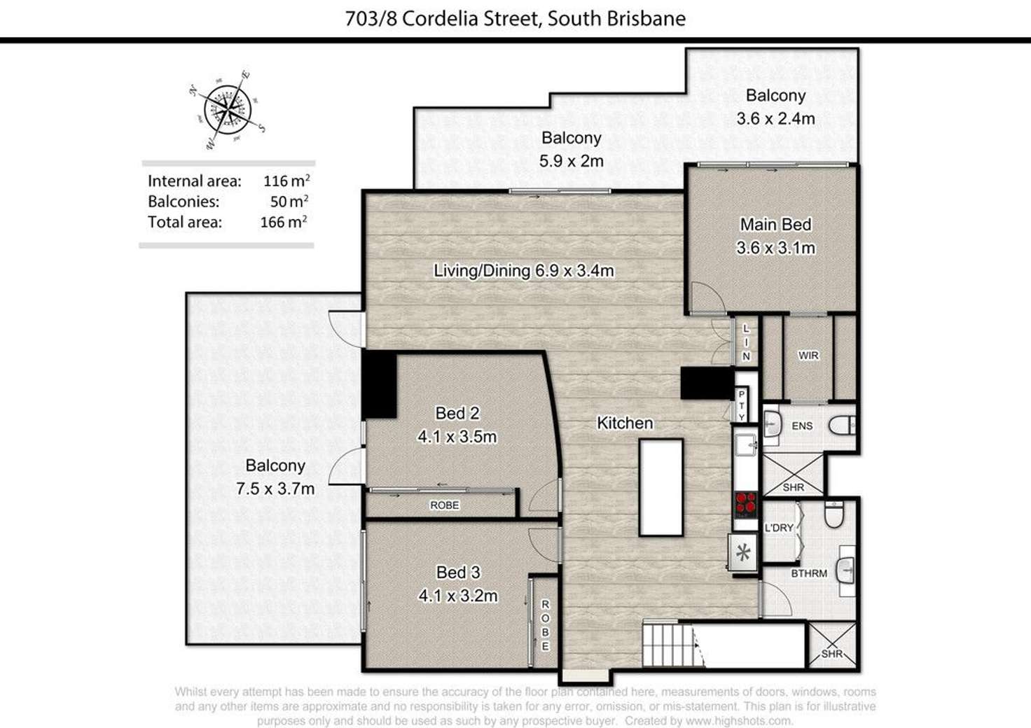 Floorplan of Homely unit listing, 703/8 Cordelia Street, South Brisbane QLD 4101