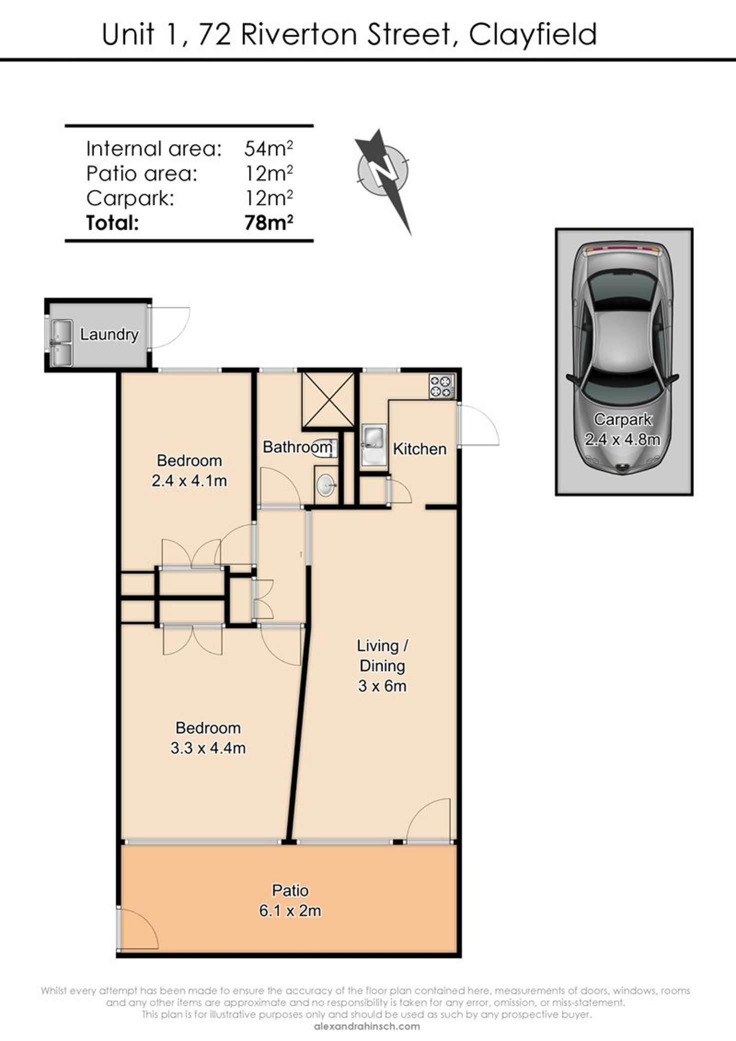 Floorplan of Homely unit listing, 1/72 Riverton Street, Clayfield QLD 4011