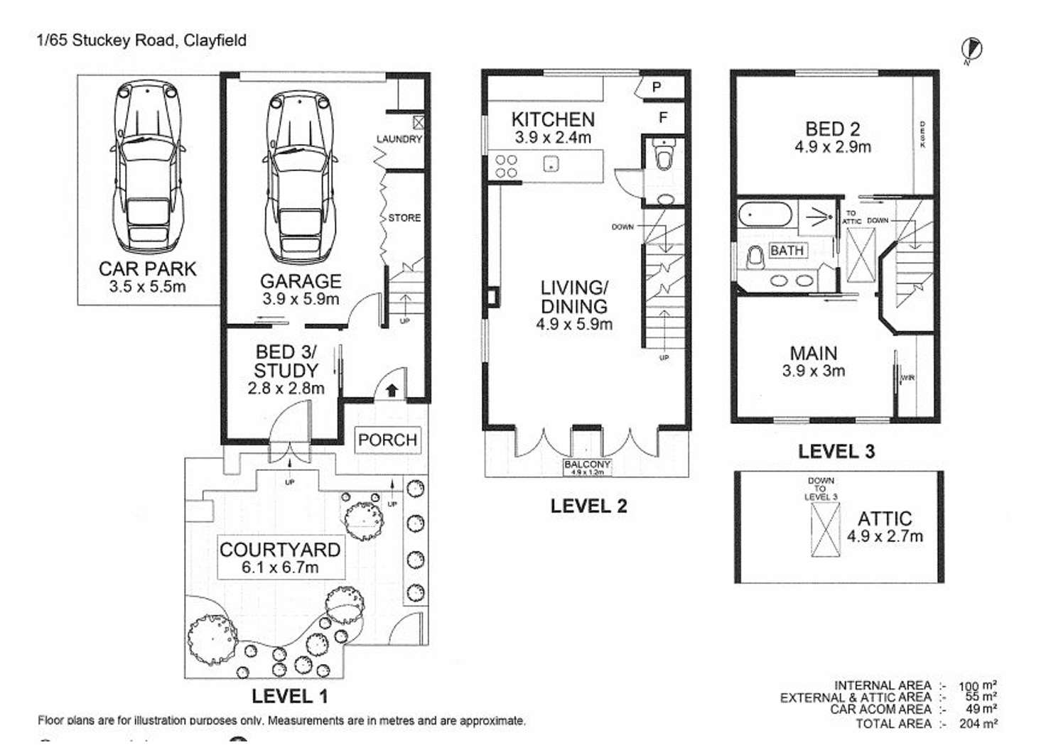 Floorplan of Homely townhouse listing, 1/65 Stuckey Road, Clayfield QLD 4011