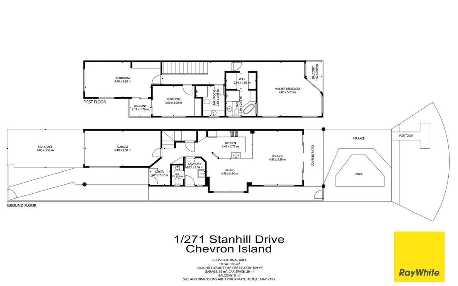 Floorplan of Homely semiDetached listing, 1/271 Stanhill Drive, Chevron Island QLD 4217