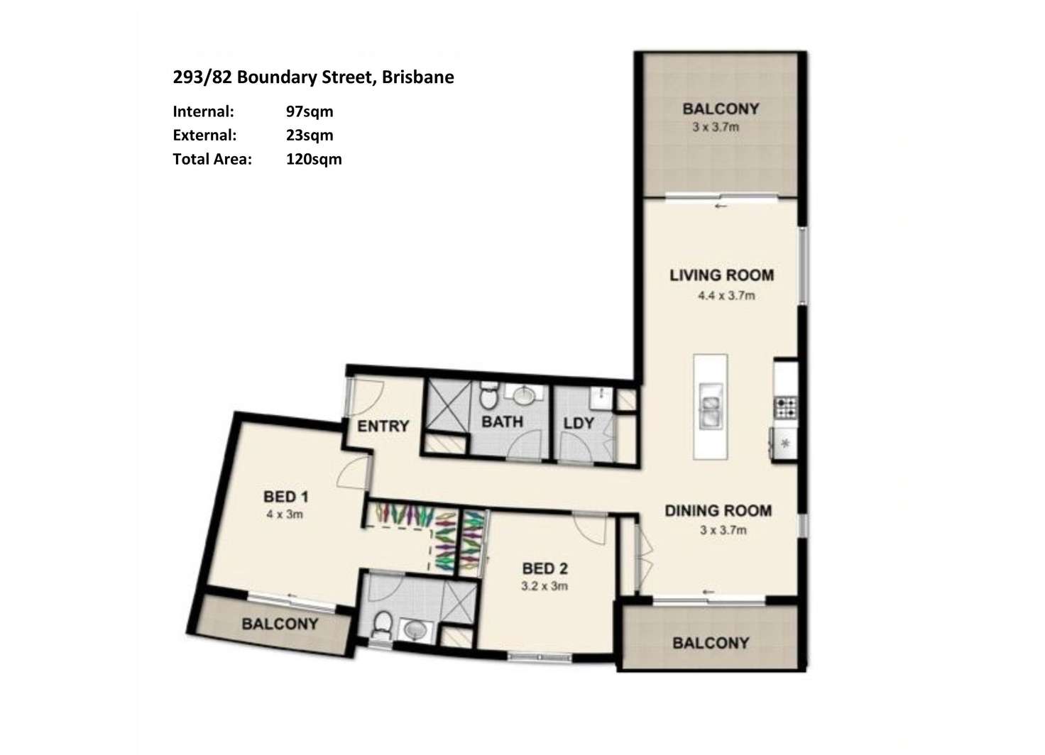 Floorplan of Homely apartment listing, 293/82 Boundary Street, Brisbane City QLD 4000