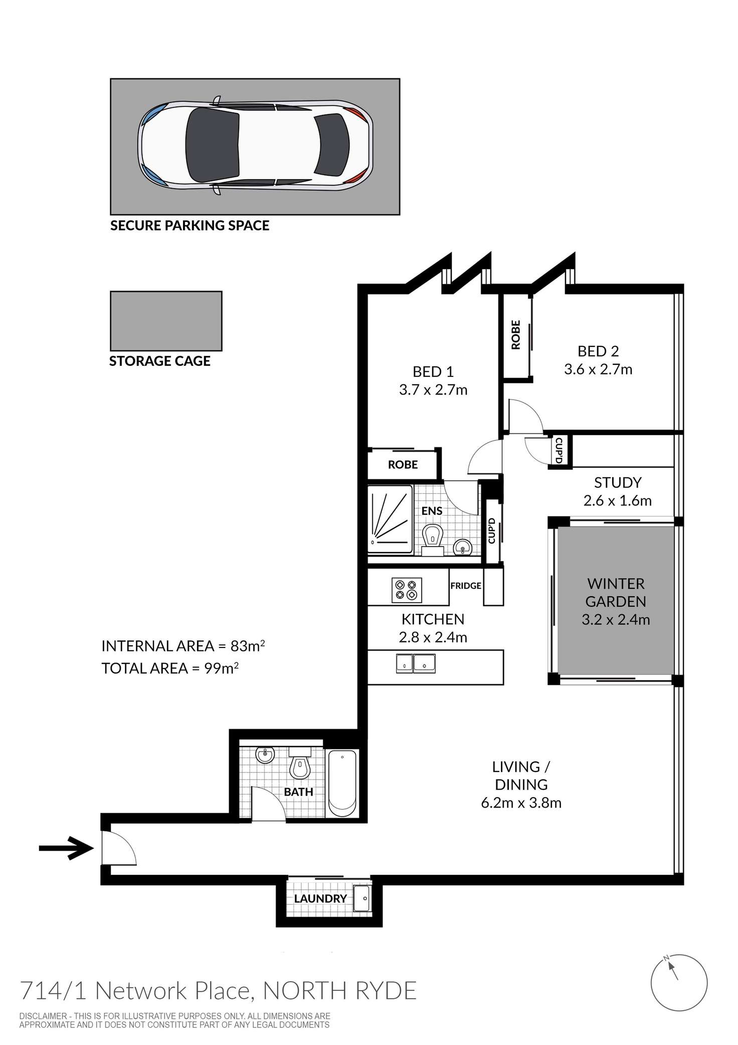 Floorplan of Homely unit listing, 714/1 Network Place, North Ryde NSW 2113