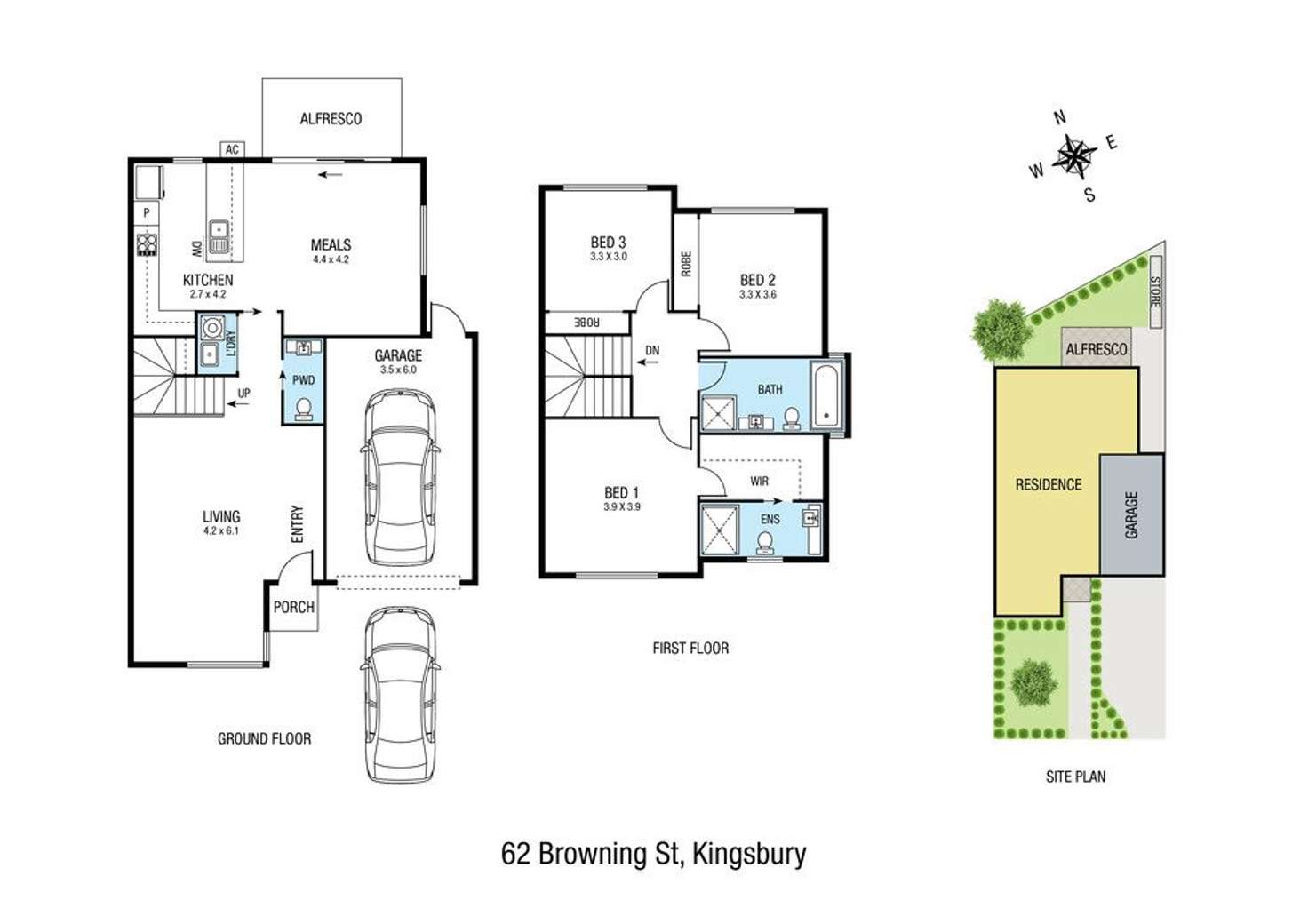 Floorplan of Homely townhouse listing, 62 Browning Street, Kingsbury VIC 3083