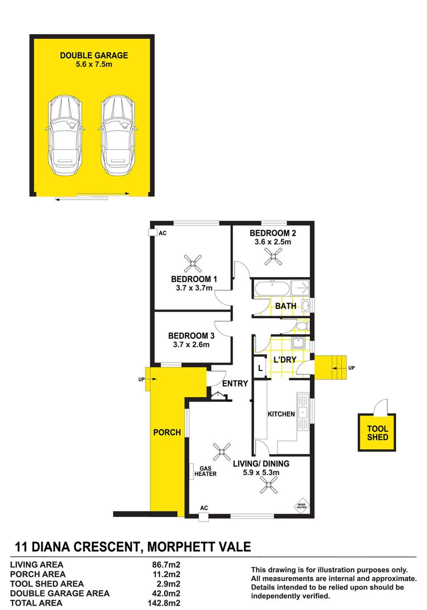 Floorplan of Homely house listing, 11 Diana Crescent, Morphett Vale SA 5162