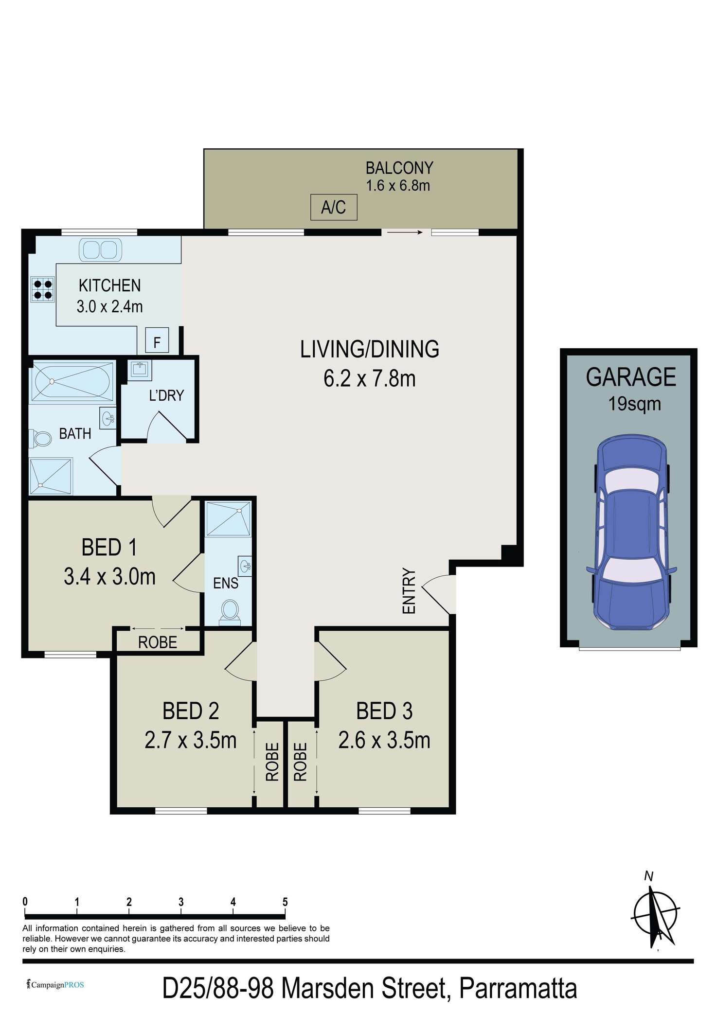 Floorplan of Homely unit listing, D25/88-98 Marsden Street, Parramatta NSW 2150