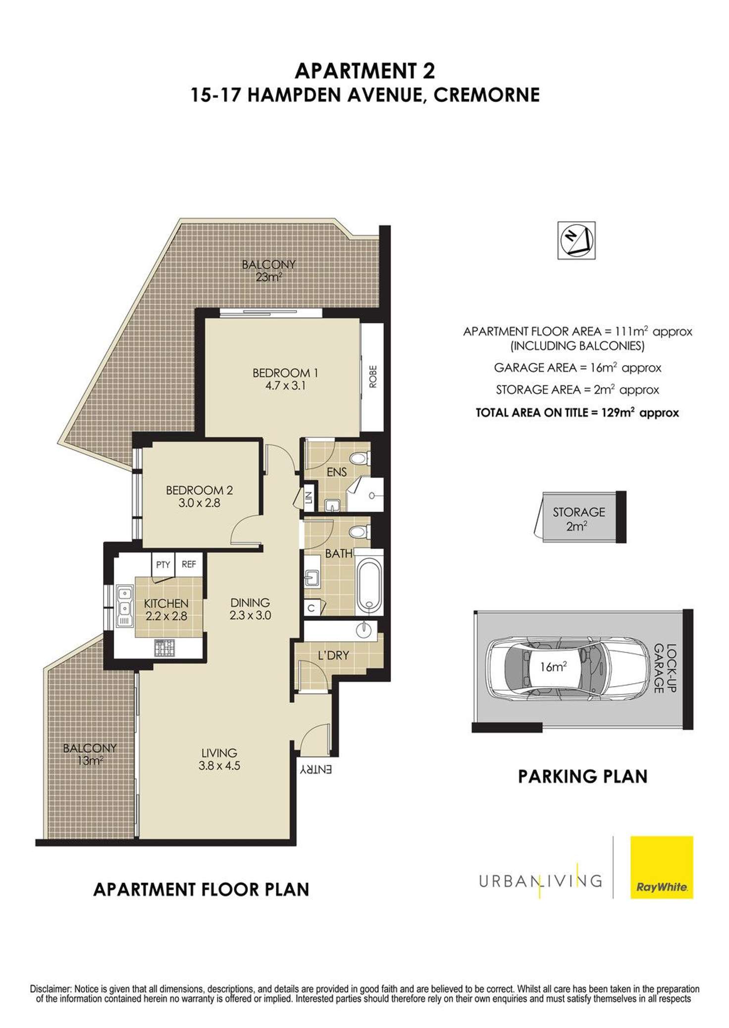 Floorplan of Homely apartment listing, 2/15-17 Hampden Avenue, Cremorne NSW 2090