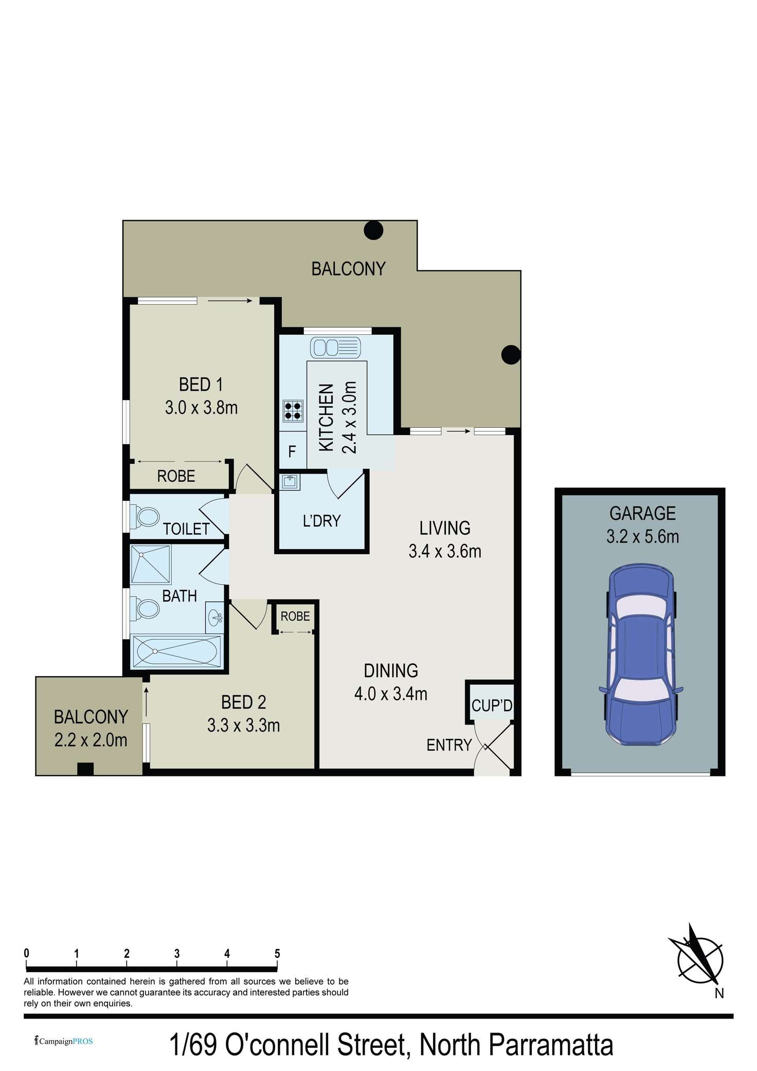 Floorplan of Homely unit listing, 1/69 O'Connell Street, North Parramatta NSW 2151