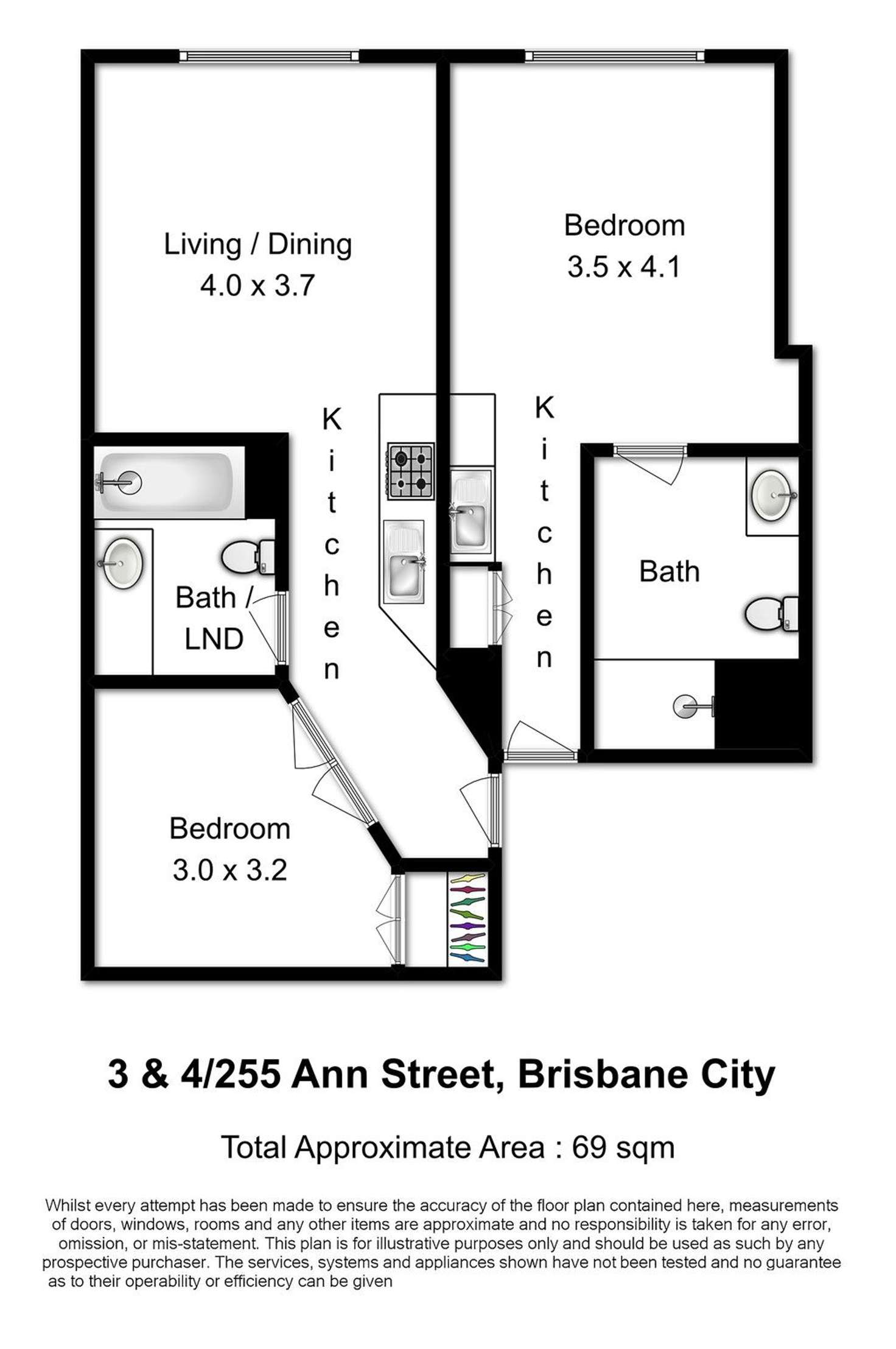 Floorplan of Homely unit listing, 3-4/255 Ann Street, Brisbane City QLD 4000