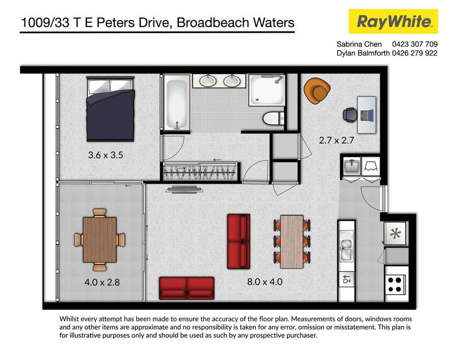 Floorplan of Homely apartment listing, 1009/33 T E Peters Drive, Broadbeach Waters QLD 4218