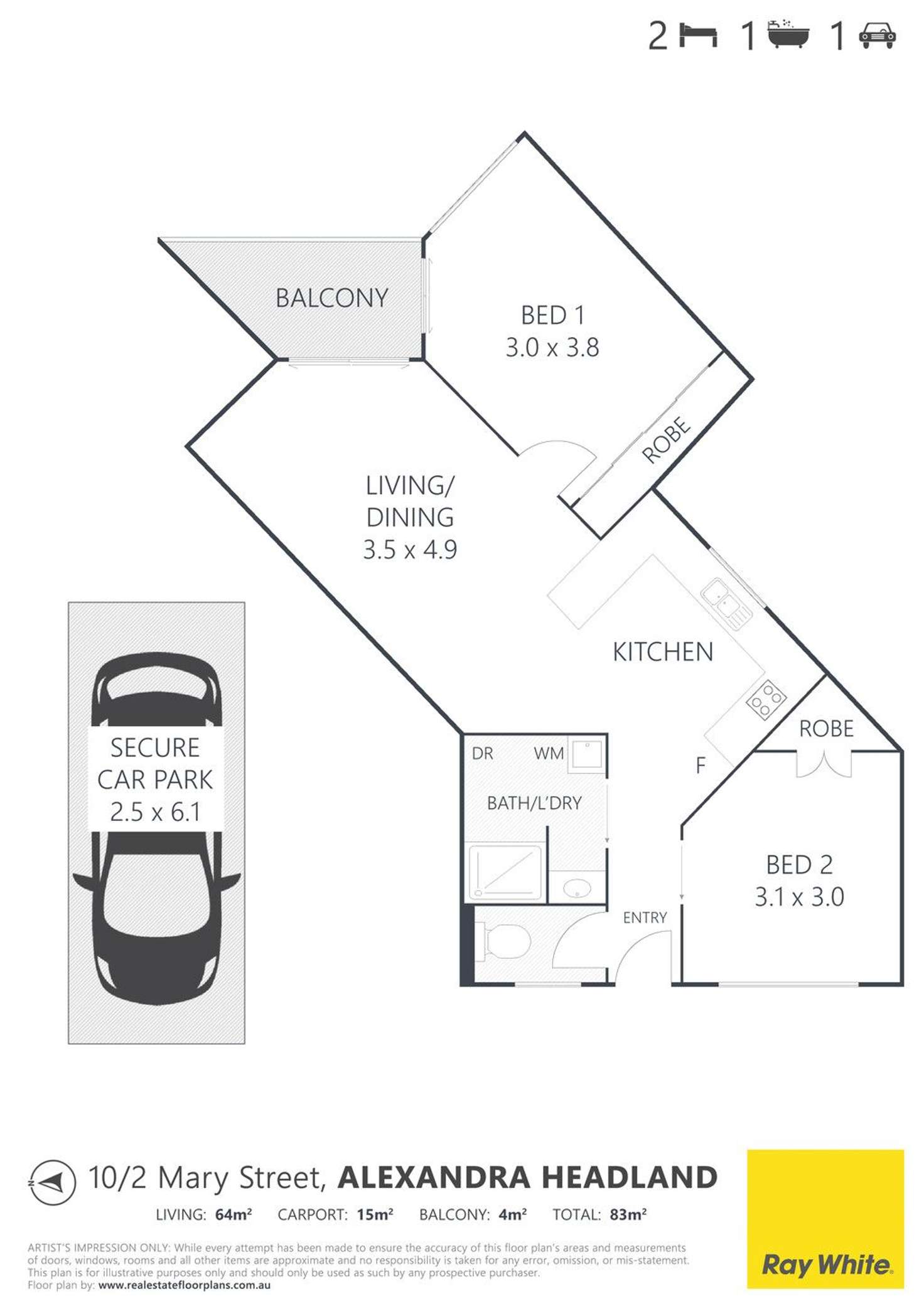 Floorplan of Homely unit listing, 10/2 Mary Street, Alexandra Headland QLD 4572