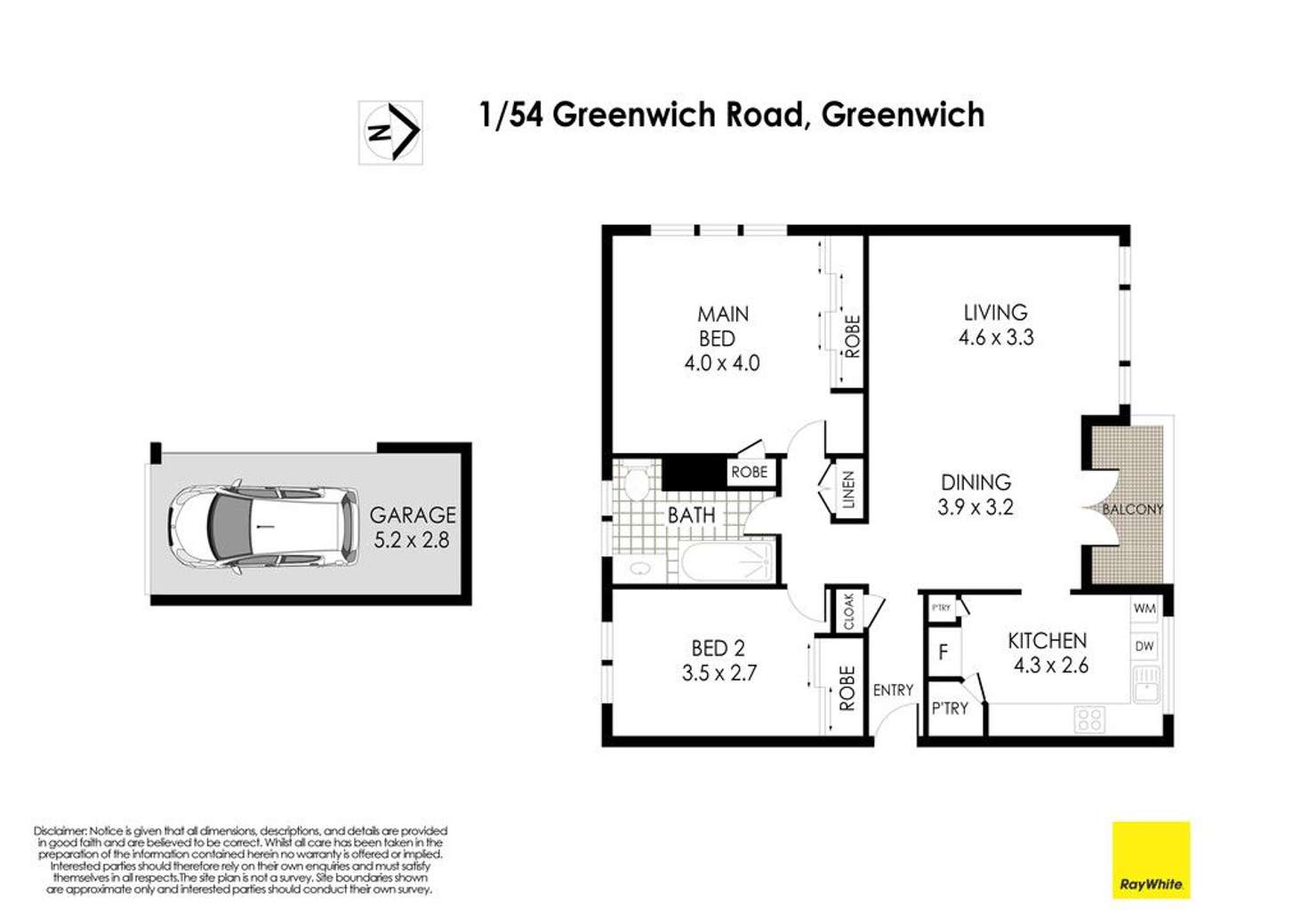 Floorplan of Homely unit listing, 1/54 Greenwich Road, Greenwich NSW 2065