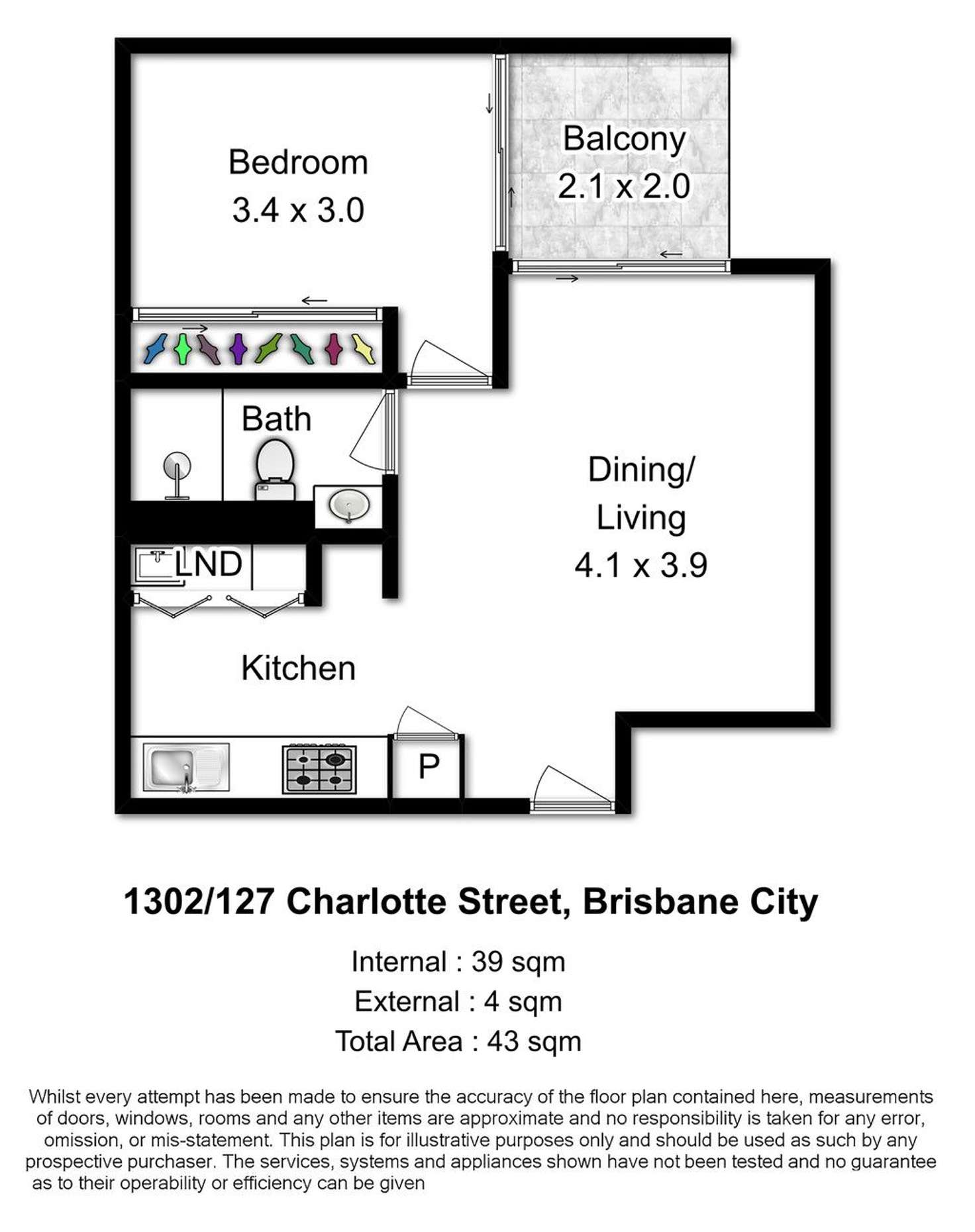 Floorplan of Homely apartment listing, 1302/127 Charlotte Street, Brisbane City QLD 4000