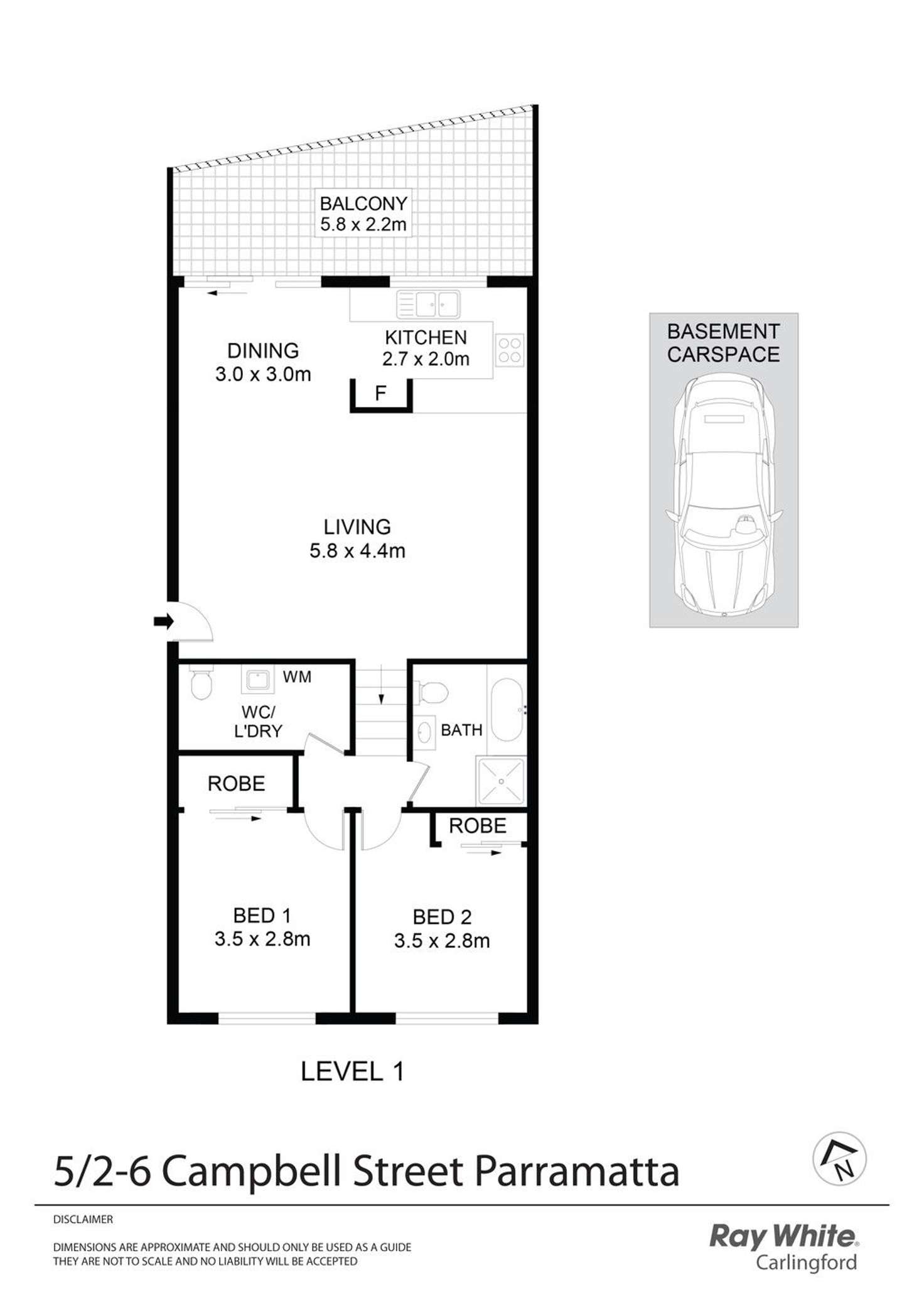 Floorplan of Homely apartment listing, 5/2-6 Campbell Street, Parramatta NSW 2150