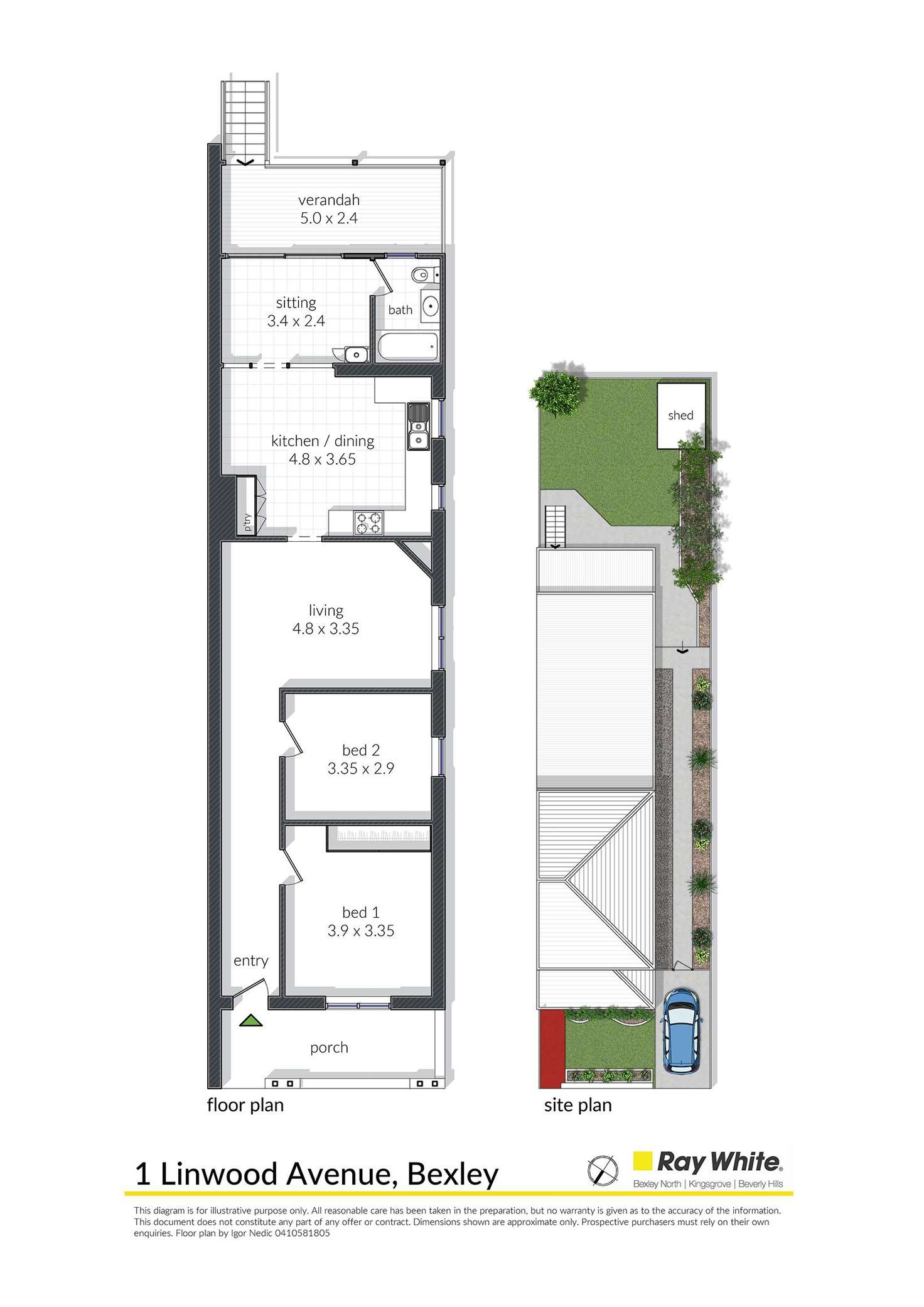 Floorplan of Homely semiDetached listing, 1 Linwood Avenue, Bexley NSW 2207