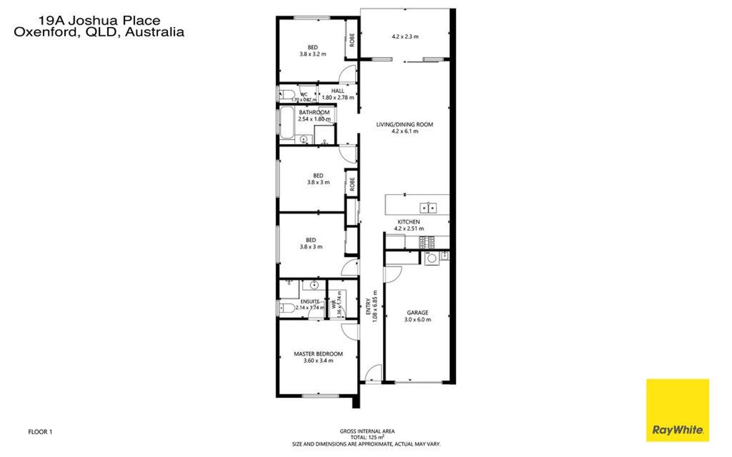 Floorplan of Homely semiDetached listing, 1/19 Joshua Place, Oxenford QLD 4210