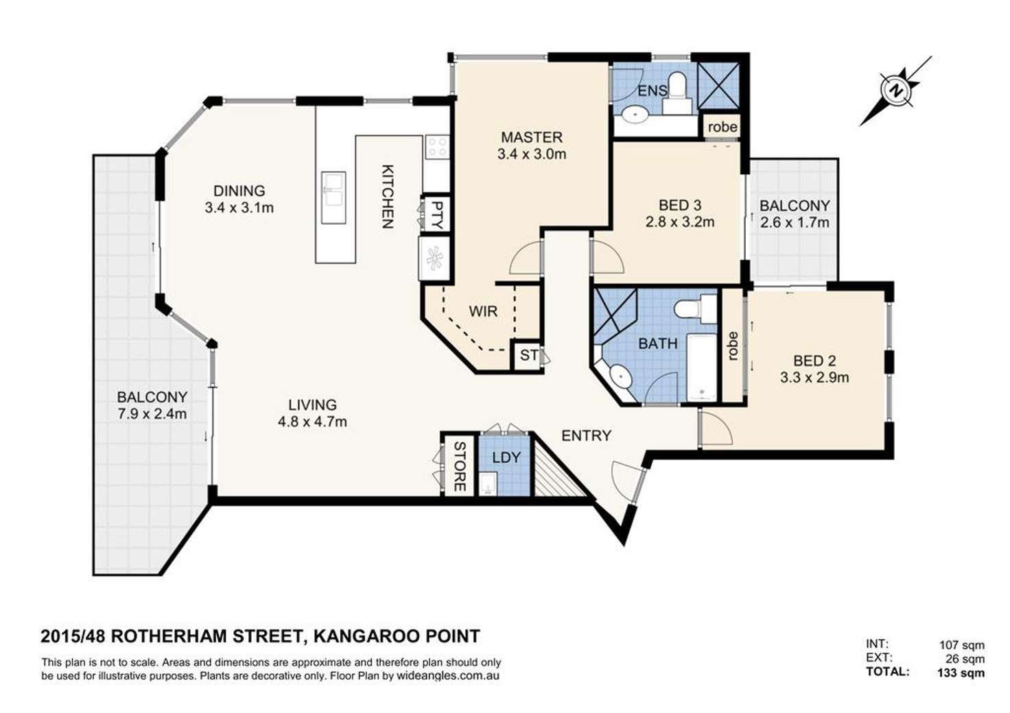 Floorplan of Homely apartment listing, 2015/48 Rotherham Street, Kangaroo Point QLD 4169