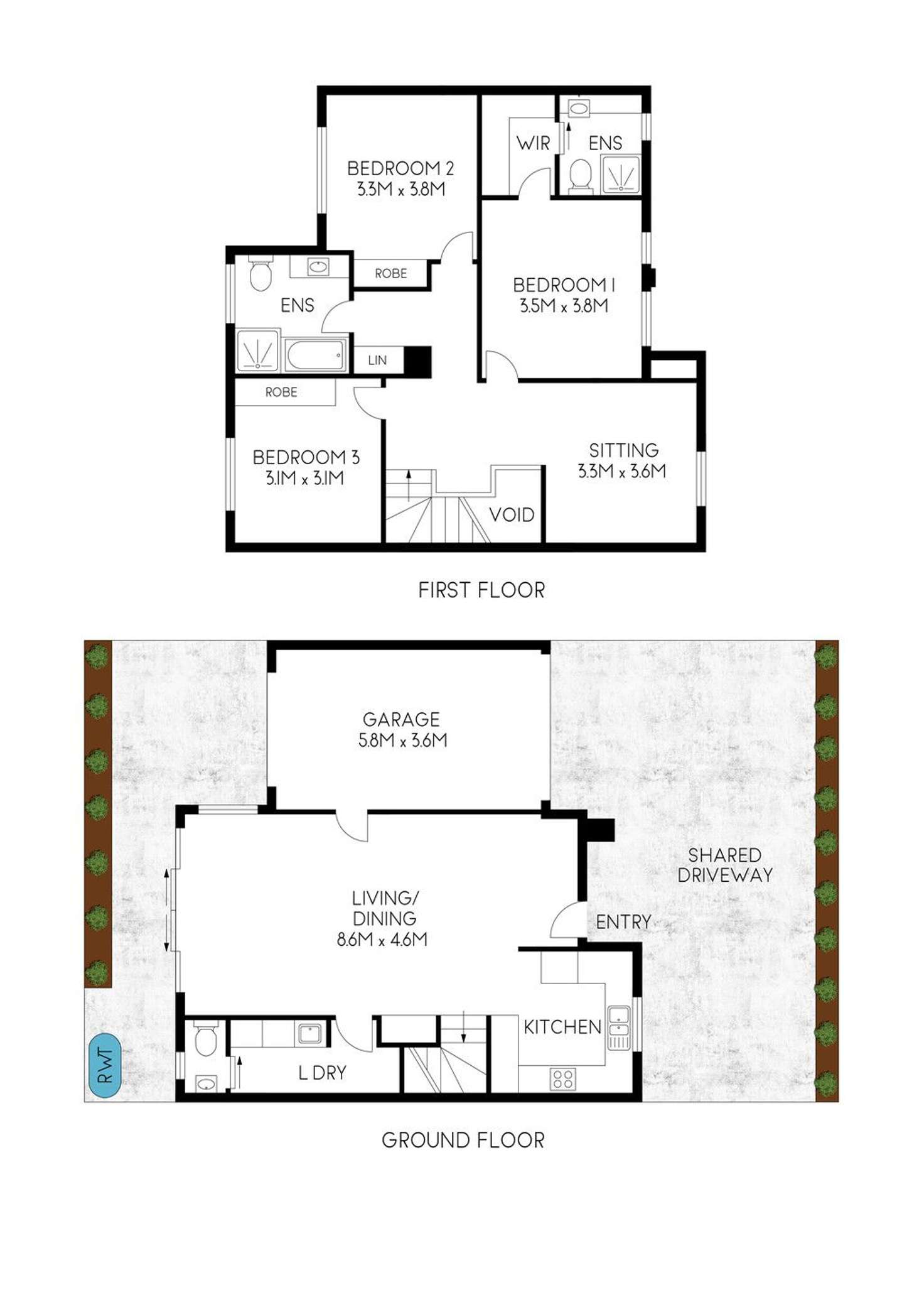 Floorplan of Homely townhouse listing, 6 & 8/118 Hawker Street, Ridleyton SA 5008